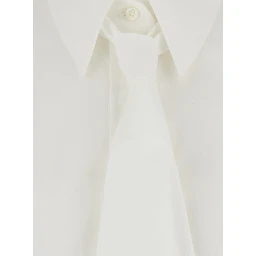 white Shirt with classic collar and oversized tie on the front in cotton for women