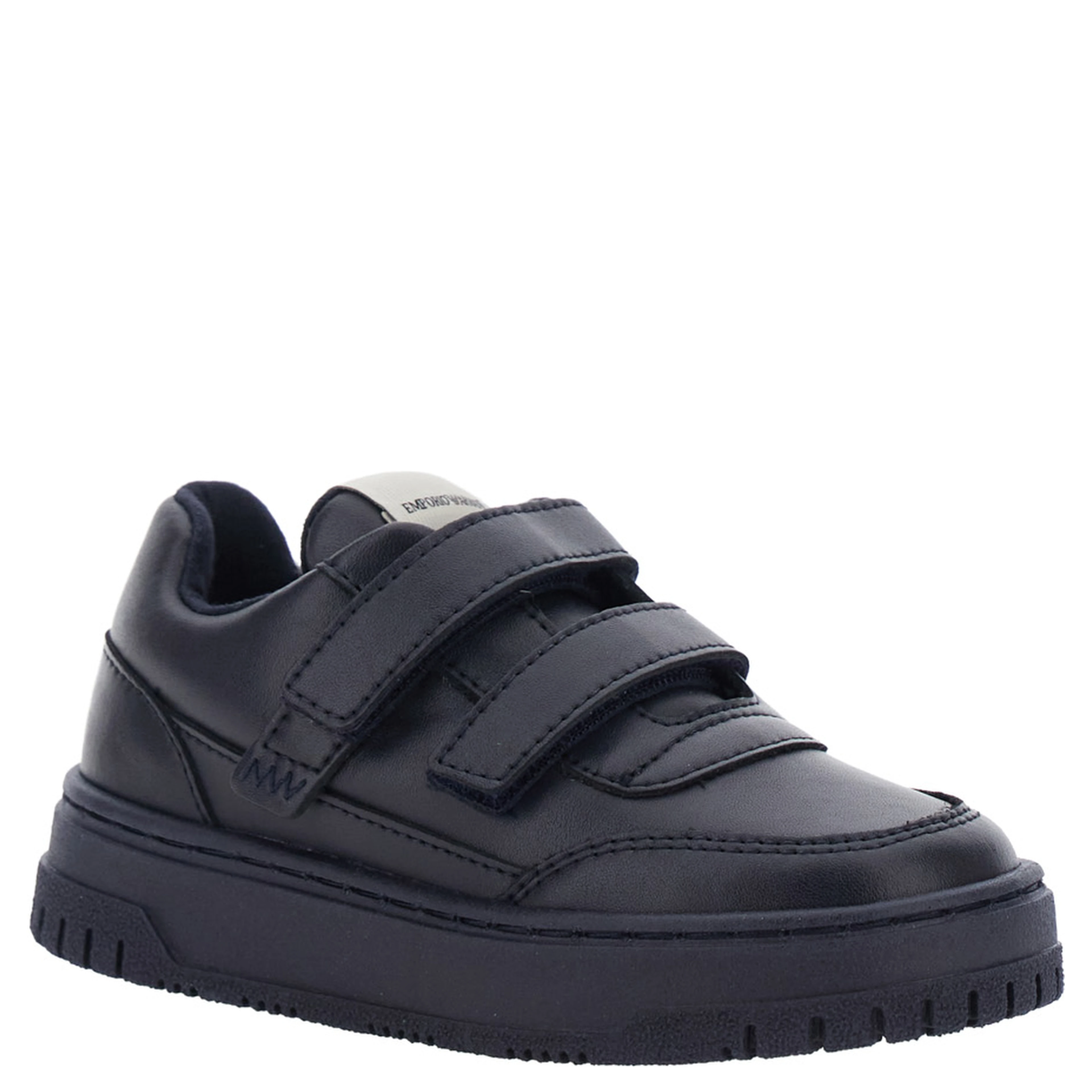 Blue Low Top Sneakers with Logo Patch on the Tongue in Leather Boy