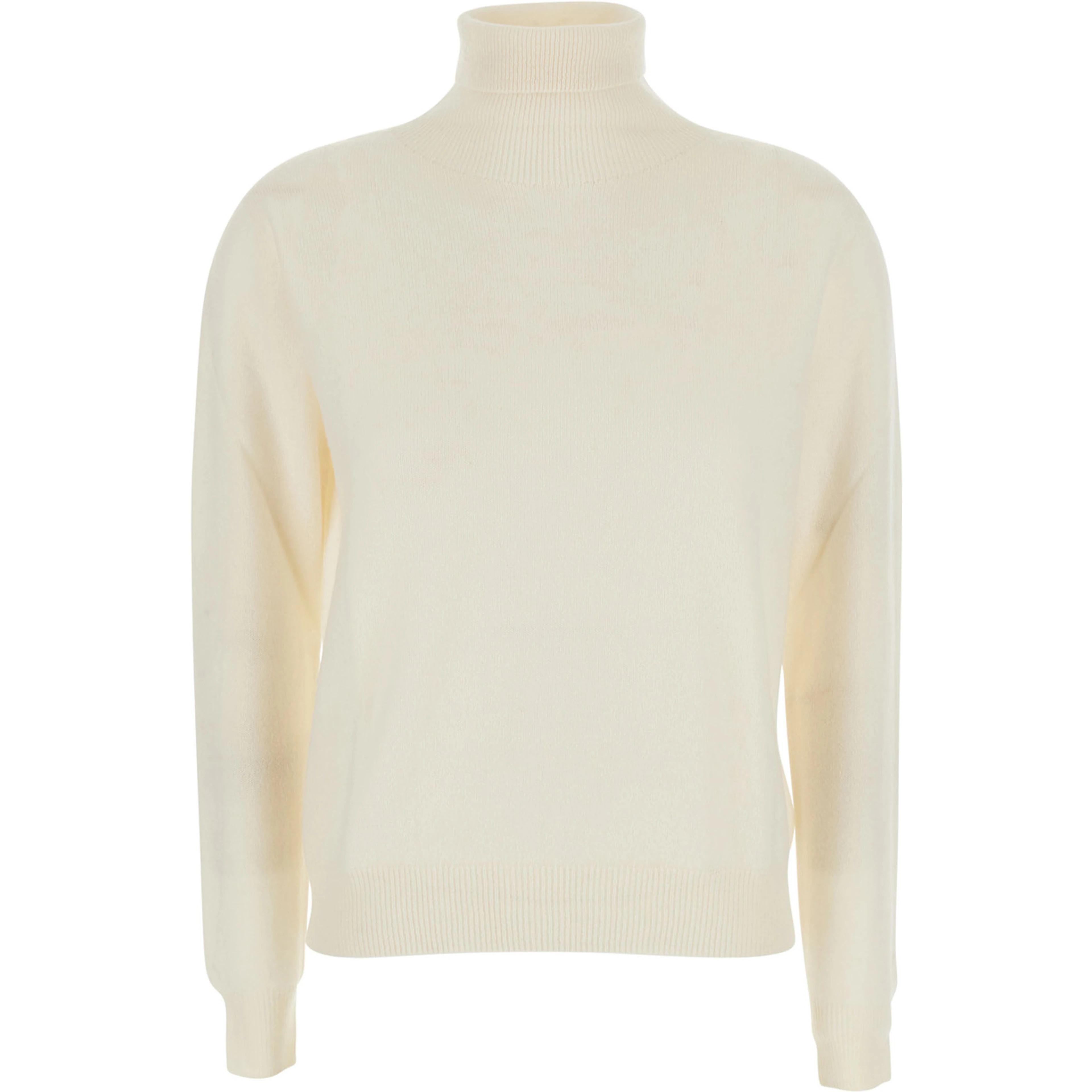 HIGH NECK PULL with high collar and long sleeves in White Fabric Women