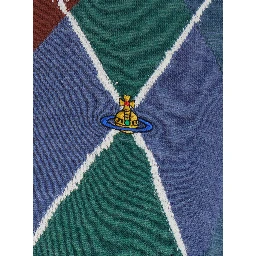 multicolor Crew neck vest with Argyle motif logo on the front in wool for men