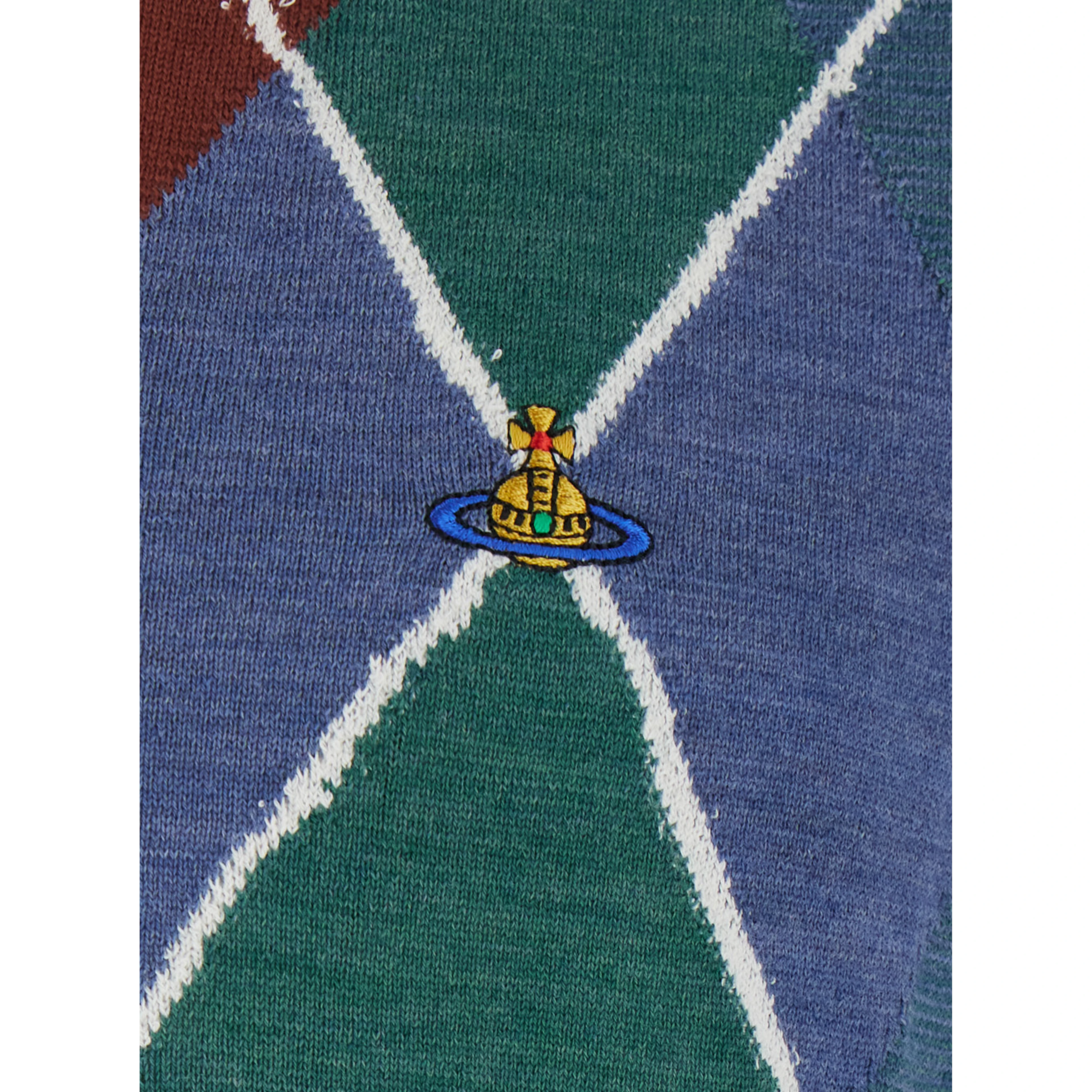 multicolor Crew neck vest with Argyle motif logo on the front in wool for men