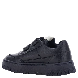 Blue Low Top Sneakers with Logo Patch on the Tongue in Leather Boy