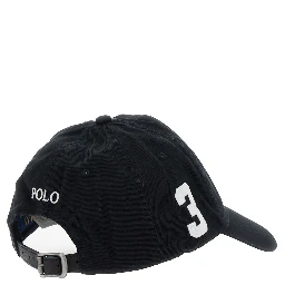 Baseball Cap with Maxi Pony on the Front and Numeric Detail on the Side in Black Cotton for Men