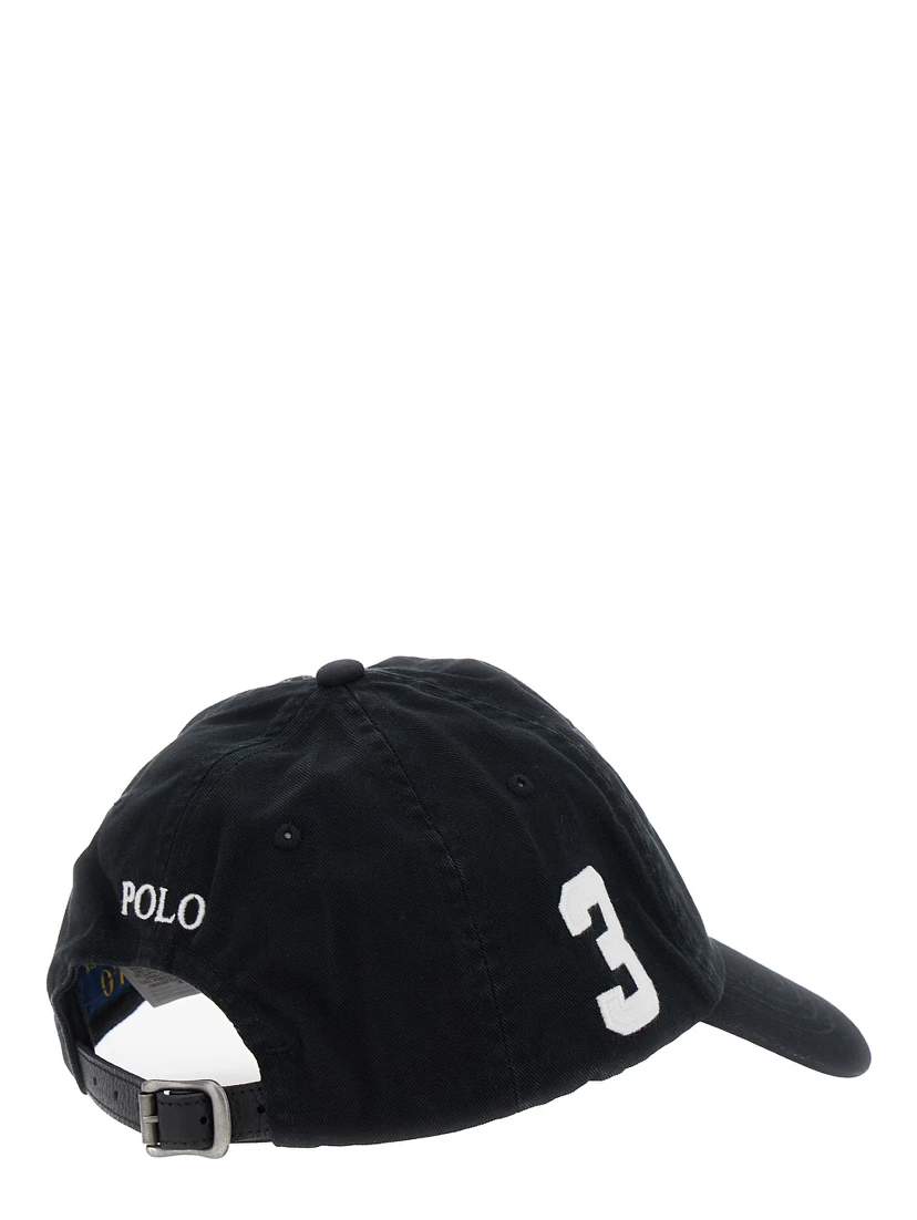 Baseball Cap with Maxi Pony on the Front and Numeric Detail on the Side in Black Cotton for Men