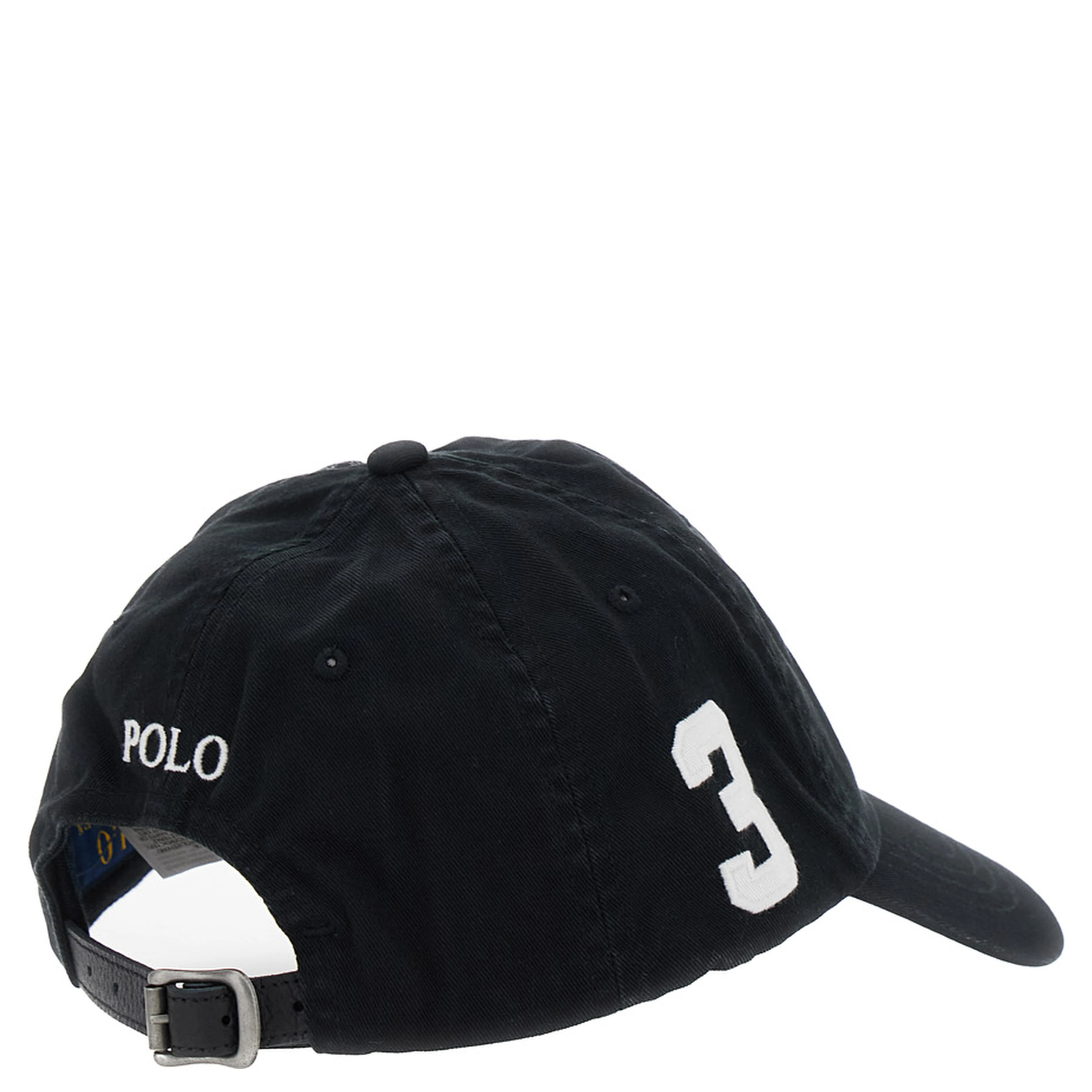 Baseball Cap with Maxi Pony on the Front and Numeric Detail on the Side in Black Cotton for Men