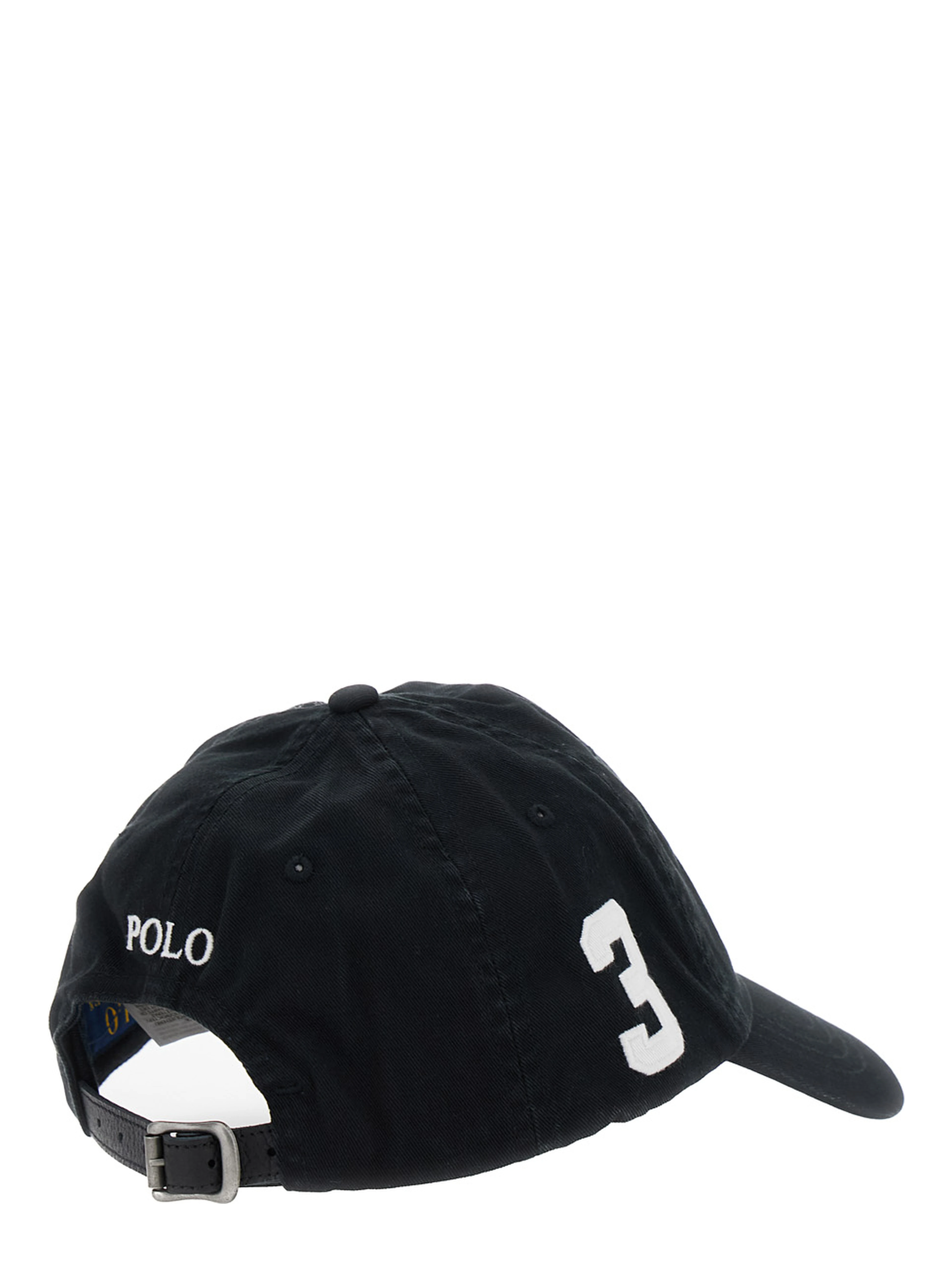 Baseball Cap with Maxi Pony on the Front and Numeric Detail on the Side in Black Cotton for Men