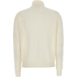 HIGH NECK PULL with high collar and long sleeves in White Fabric Women