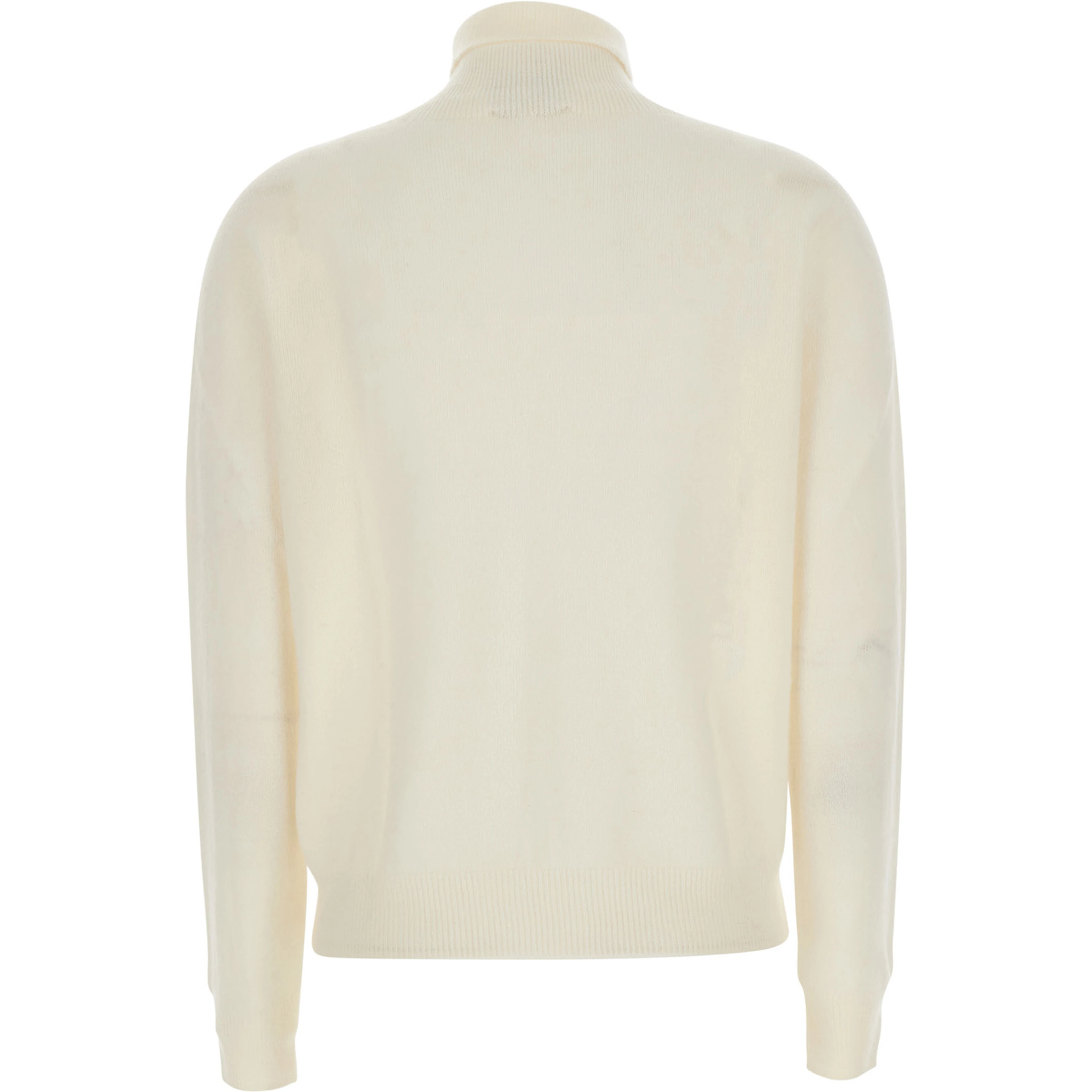HIGH NECK PULL with high collar and long sleeves in White Fabric Women