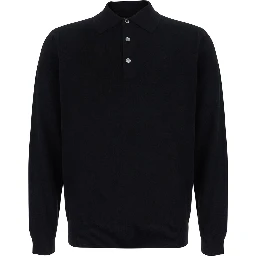 POLO NECK MERINO CASHMERE is a sweater with a high collar and long sleeves, made of wool and cashmere, in black, unisex.