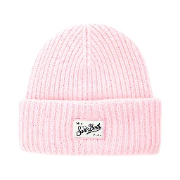 Knitted wool viscose Tech Fabric and cashmere pink Boy beanie