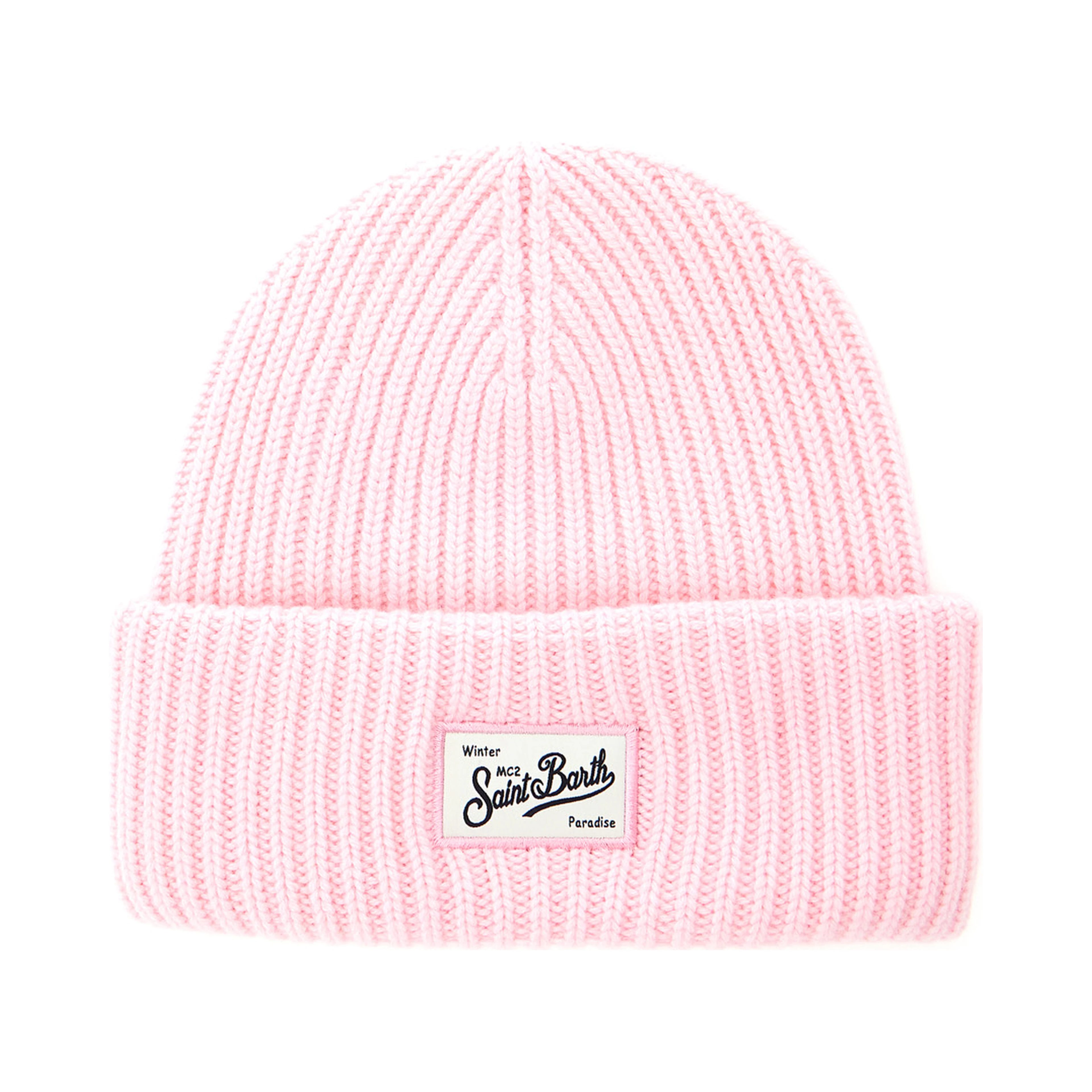 Knitted wool viscose Tech Fabric and cashmere pink Boy beanie