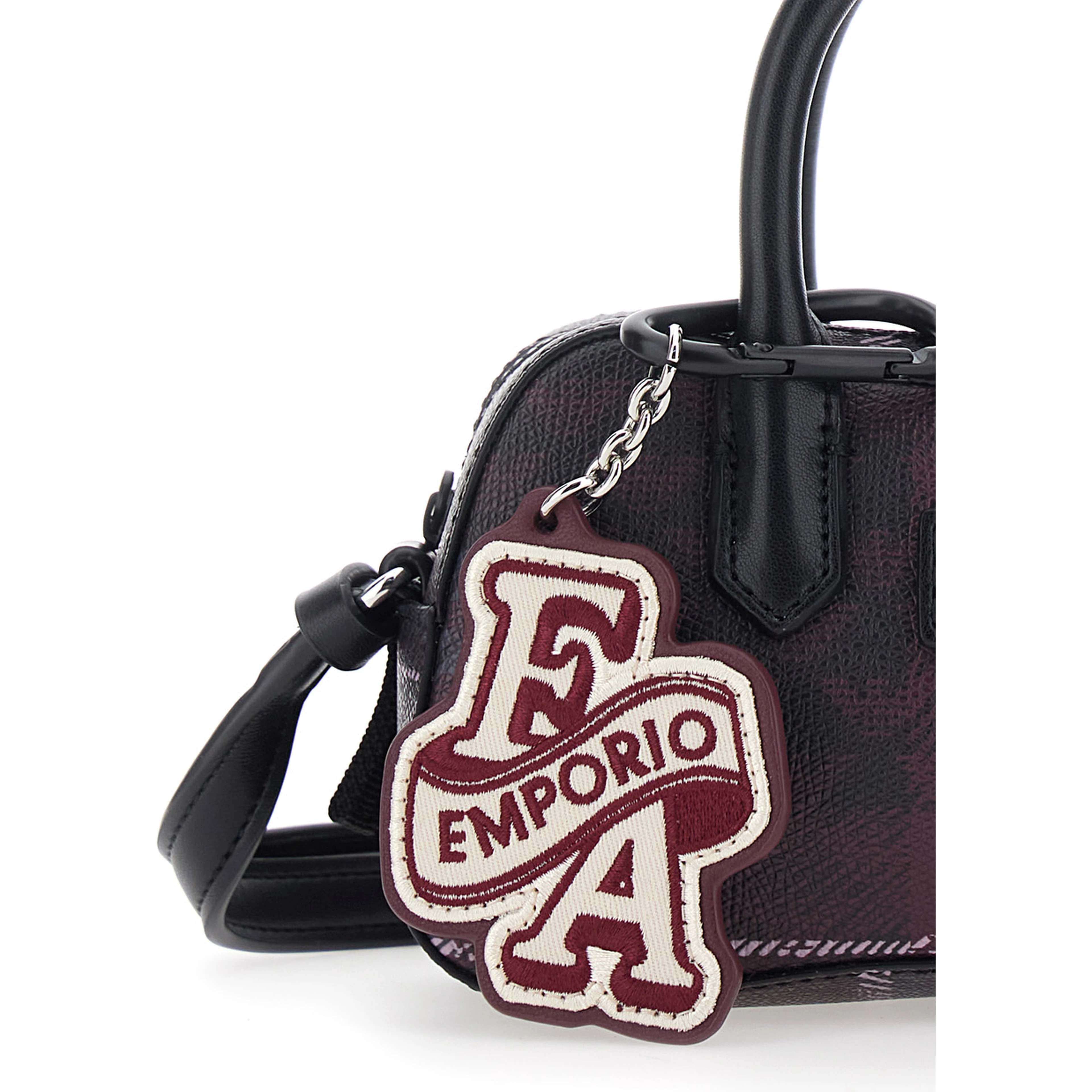 Brown Mini Bag with adjustable and removable shoulder strap and logo patch on the front in Tech Fabric Girl