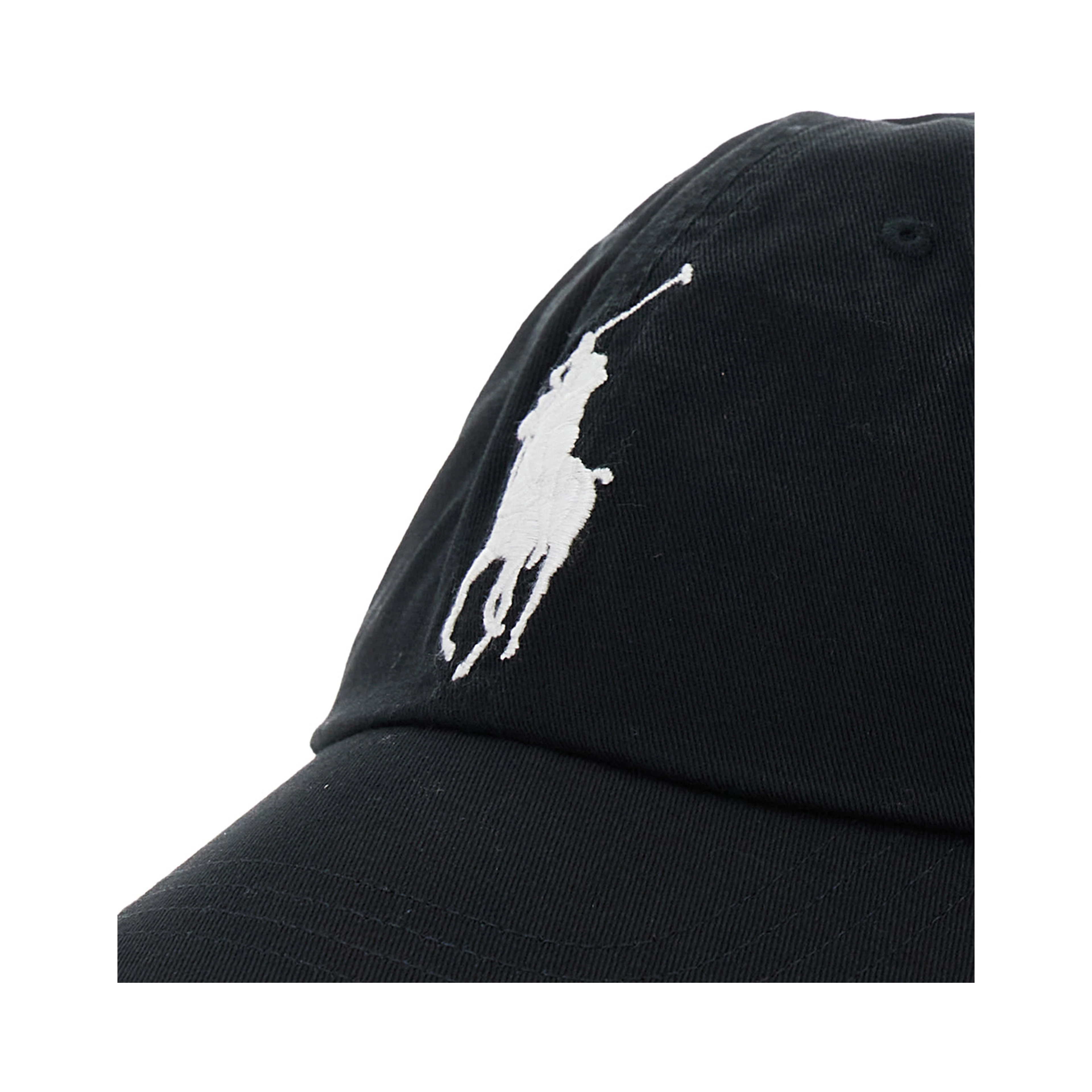 Baseball Cap with Maxi Pony on the Front and Numeric Detail on the Side in Black Cotton for Men
