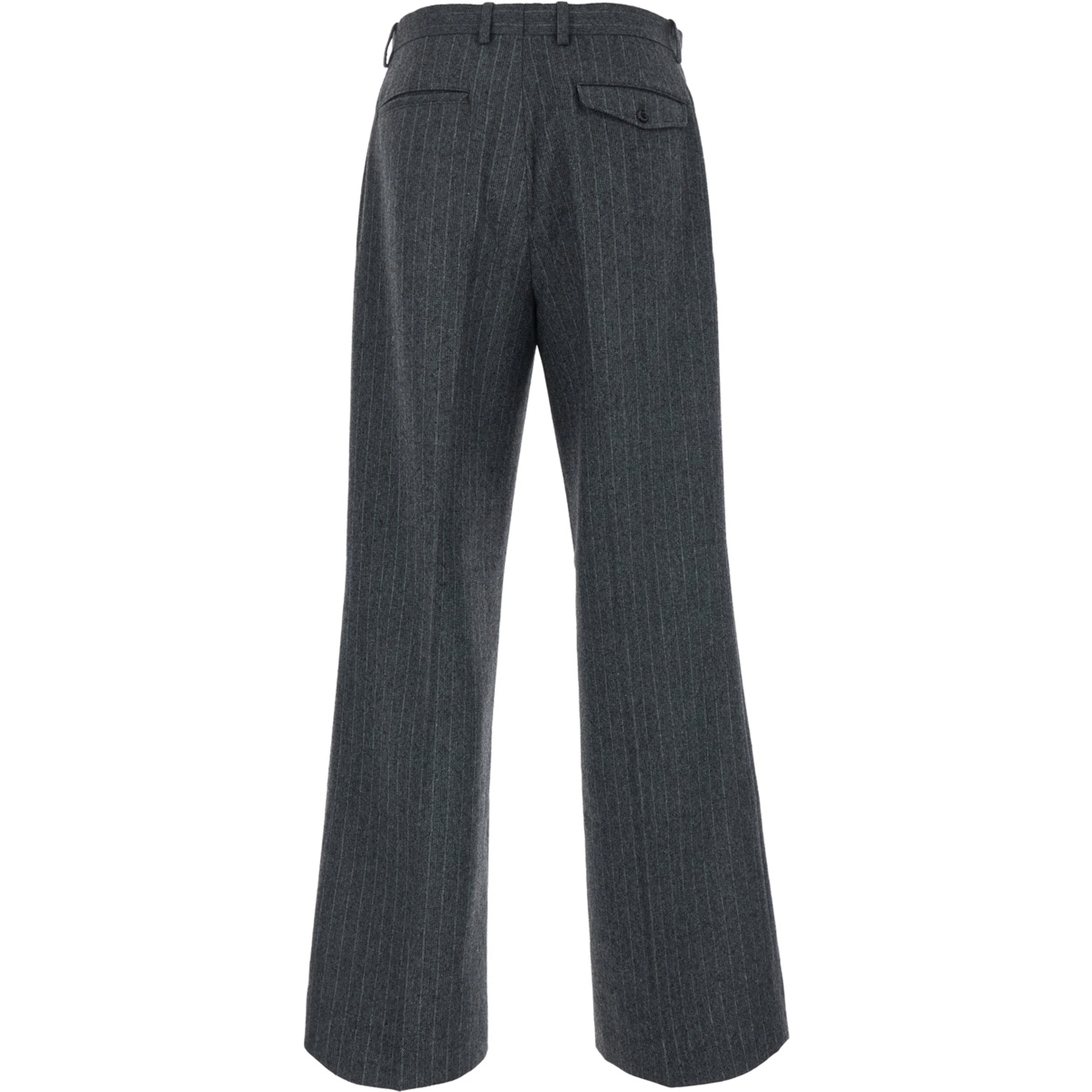 Herringbone Wool Trousers with Pleats and Wide Leg Gray for Men