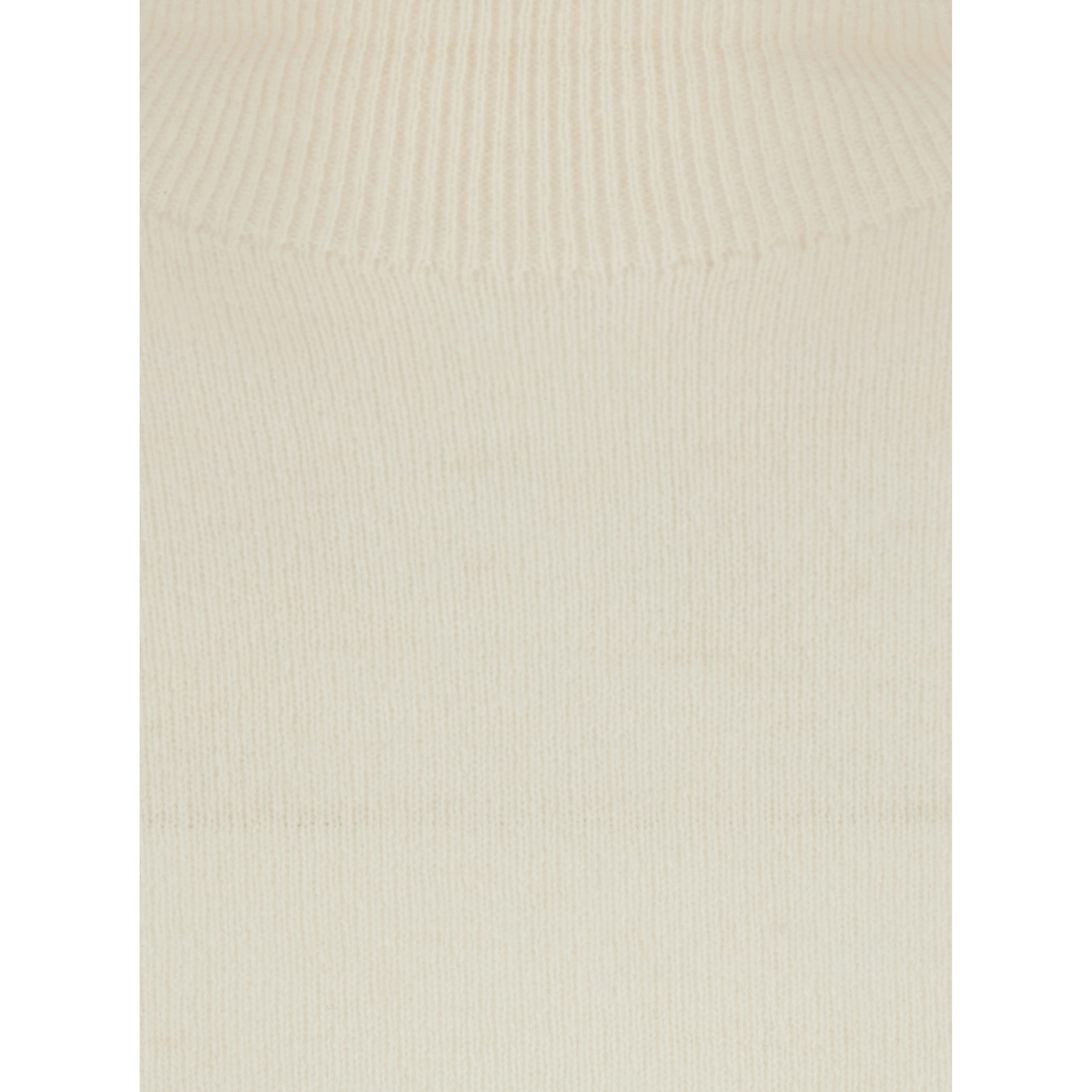 HIGH NECK PULL with high collar and long sleeves in White Fabric Women