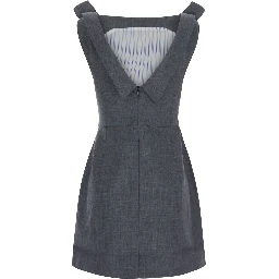 Grey dress with bow straps in wool blend for women
