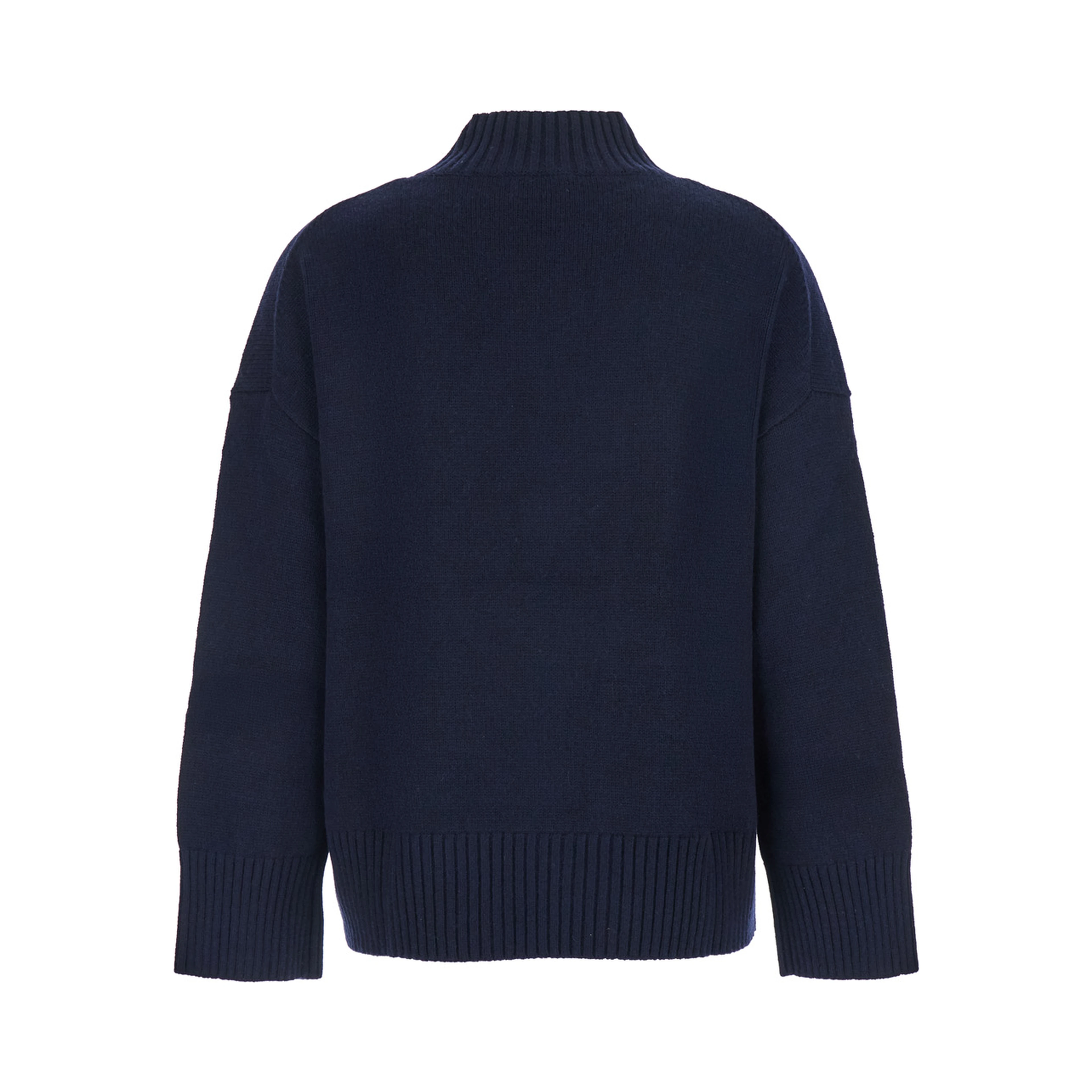 WOMEN MOCK NECK PULLOVER 5GG with high collar and long sleeves in blue Cashmere