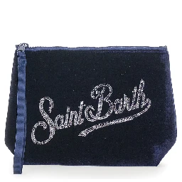Aline Velvet blue clutch with rhinestones in rubber and polyester for Girl
