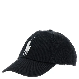 Baseball Cap with Maxi Pony on the Front and Numeric Detail on the Side in Black Cotton for Men
