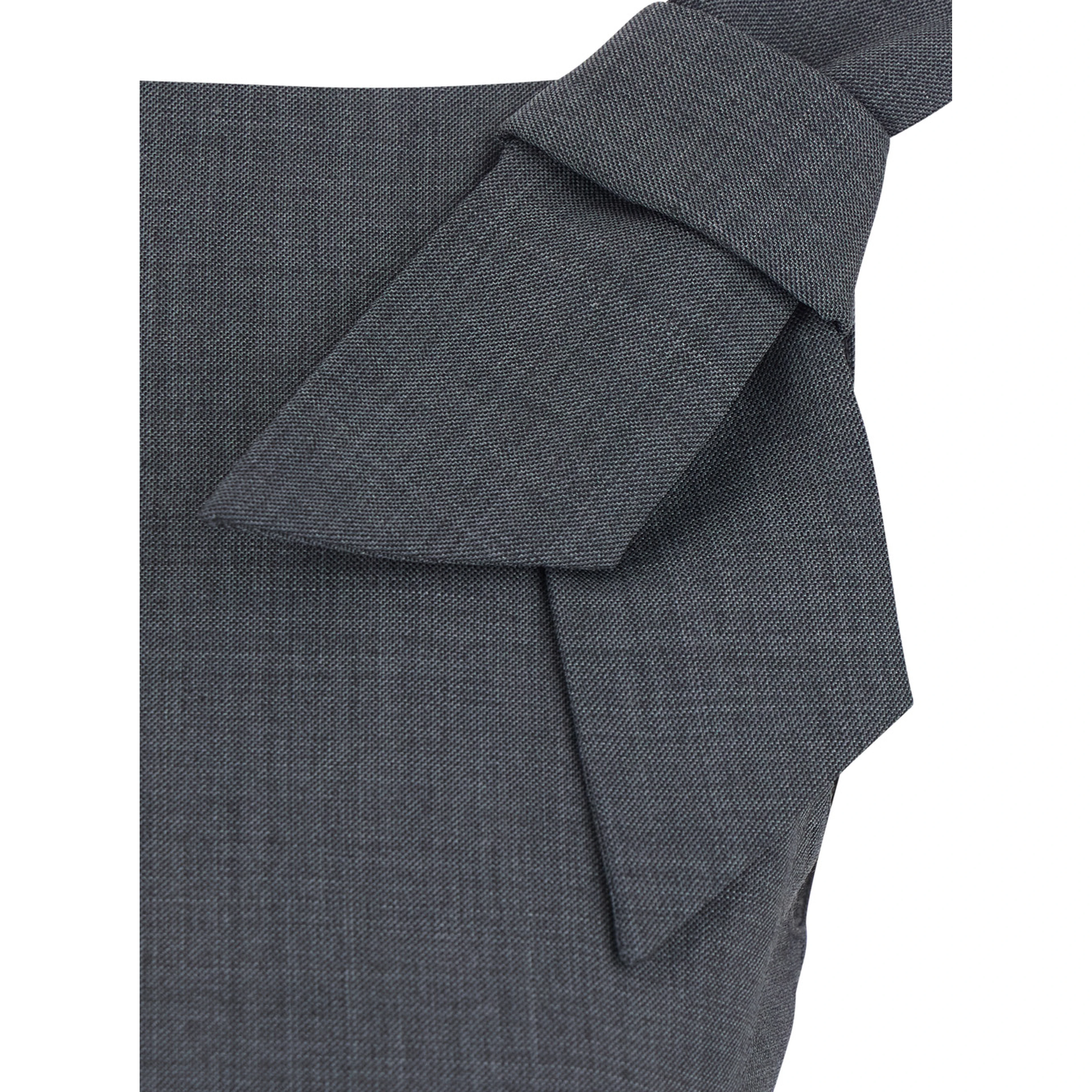 Grey dress with bow straps in wool blend for women