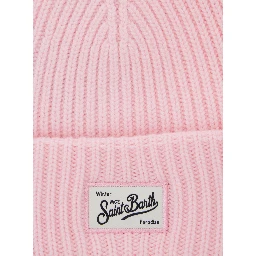 Knitted wool viscose Tech Fabric and cashmere pink Boy beanie