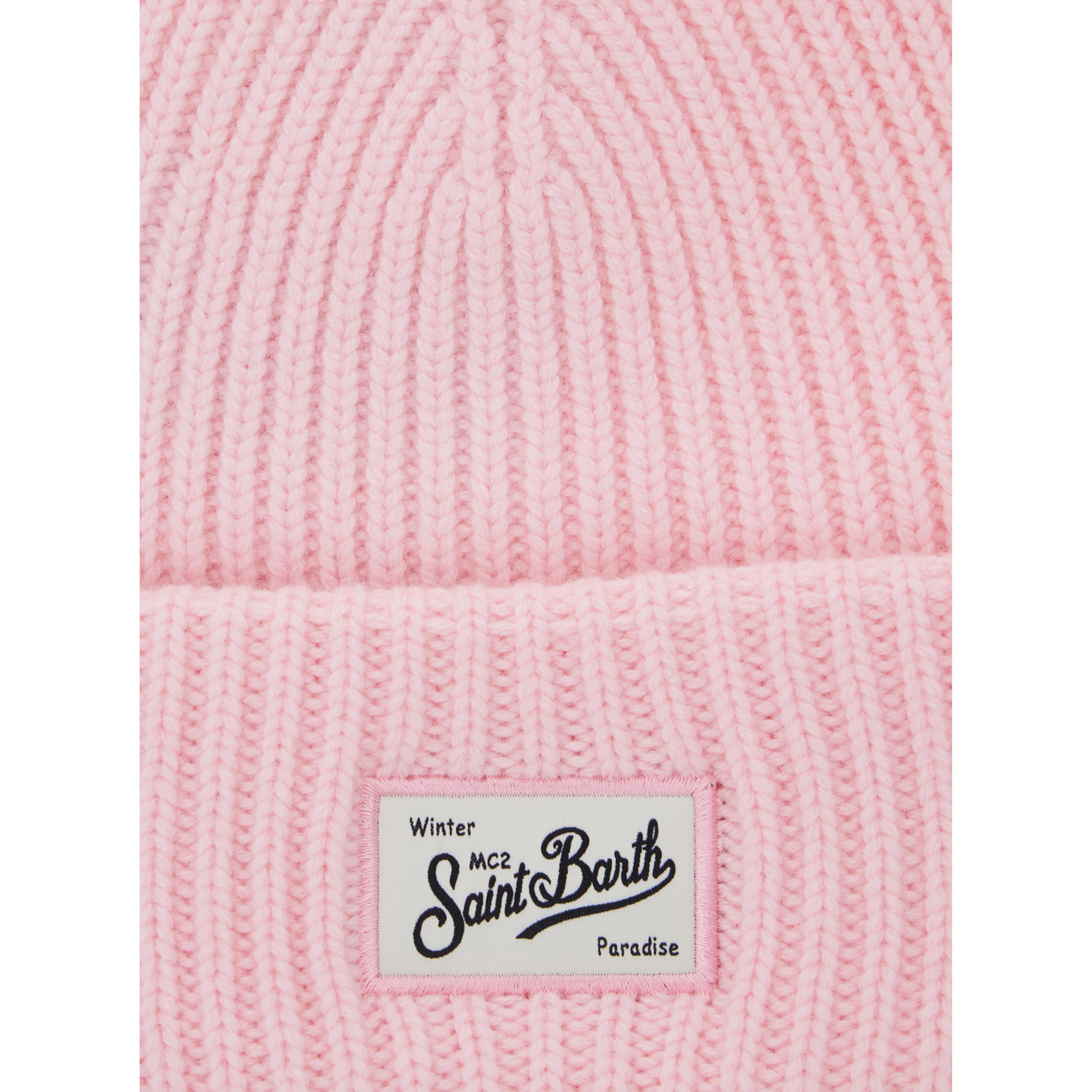 Knitted wool viscose Tech Fabric and cashmere pink Boy beanie
