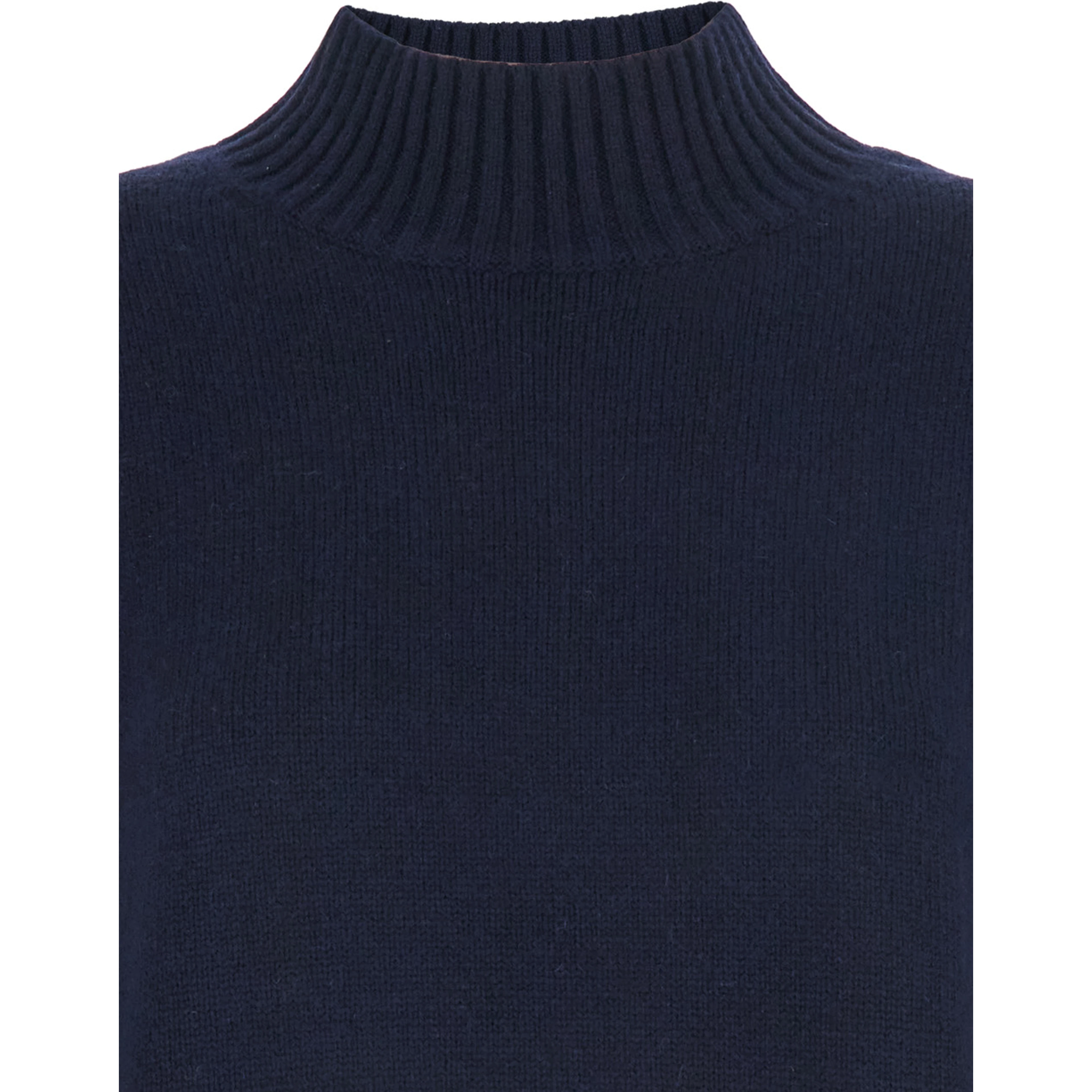 WOMEN MOCK NECK PULLOVER 5GG with high collar and long sleeves in blue Cashmere