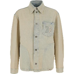 Light blue Jacket with classic collar and vintage effect in denim for men