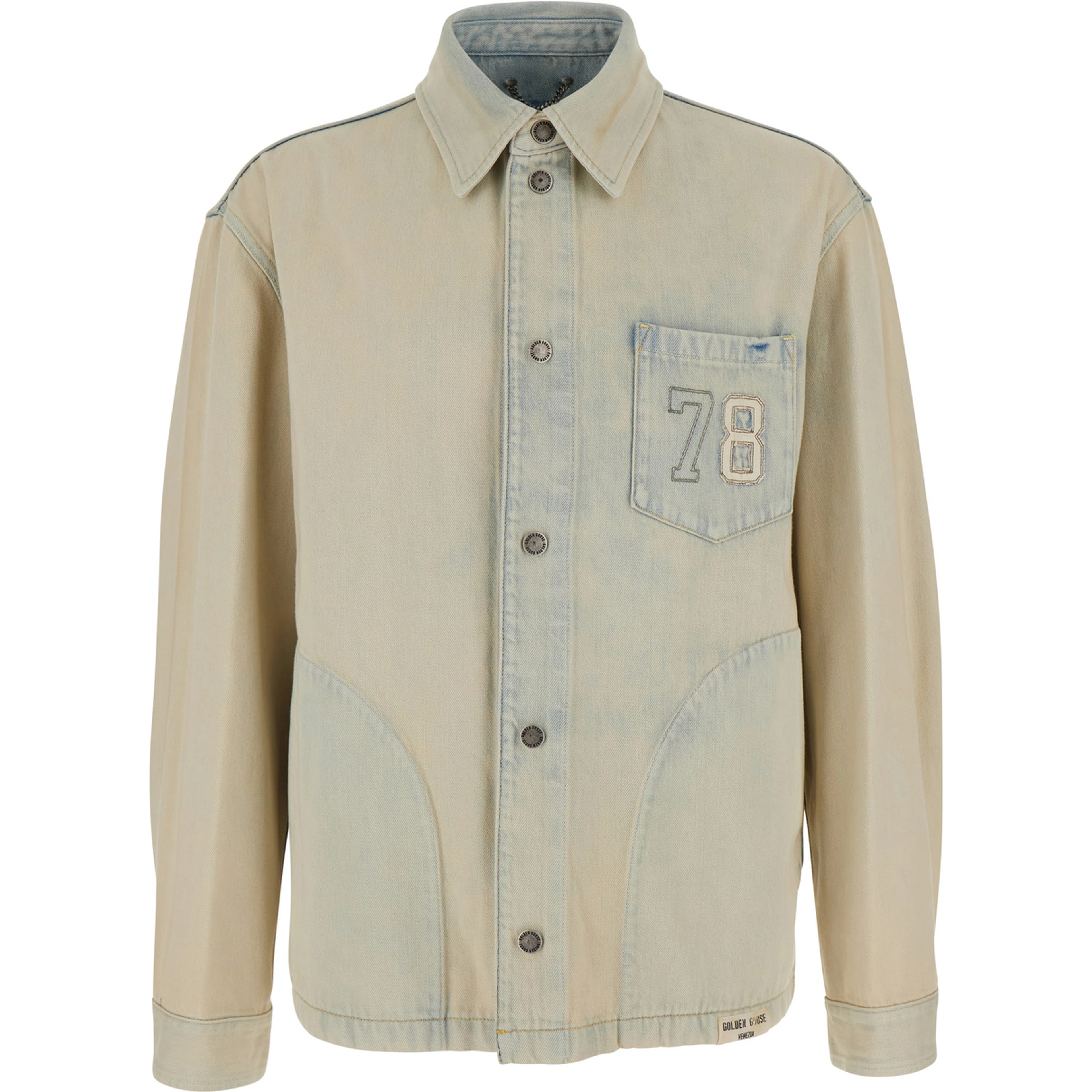 Light blue Jacket with classic collar and vintage effect in denim for men