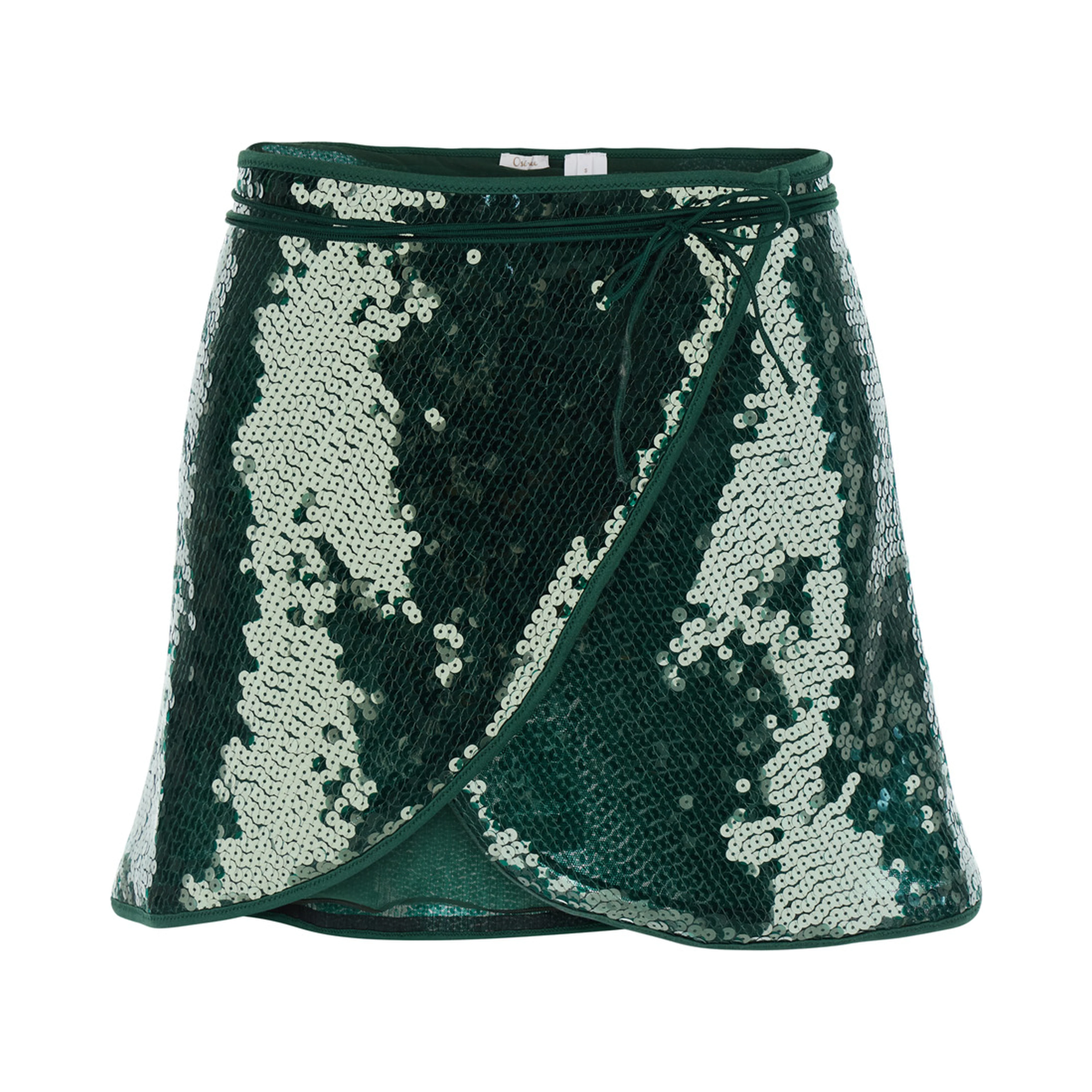 Marylin Green Skirt with knot at the waist and all-over strass in Tech Fabric Woman