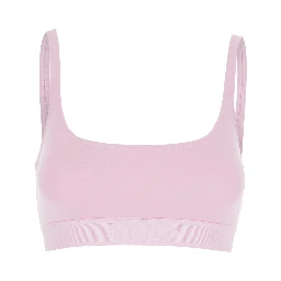 Pink Top Bralette with Wide Neckline and logo lettering on the Front in Modal Stretch Women