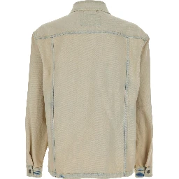 Light blue Jacket with classic collar and vintage effect in denim for men