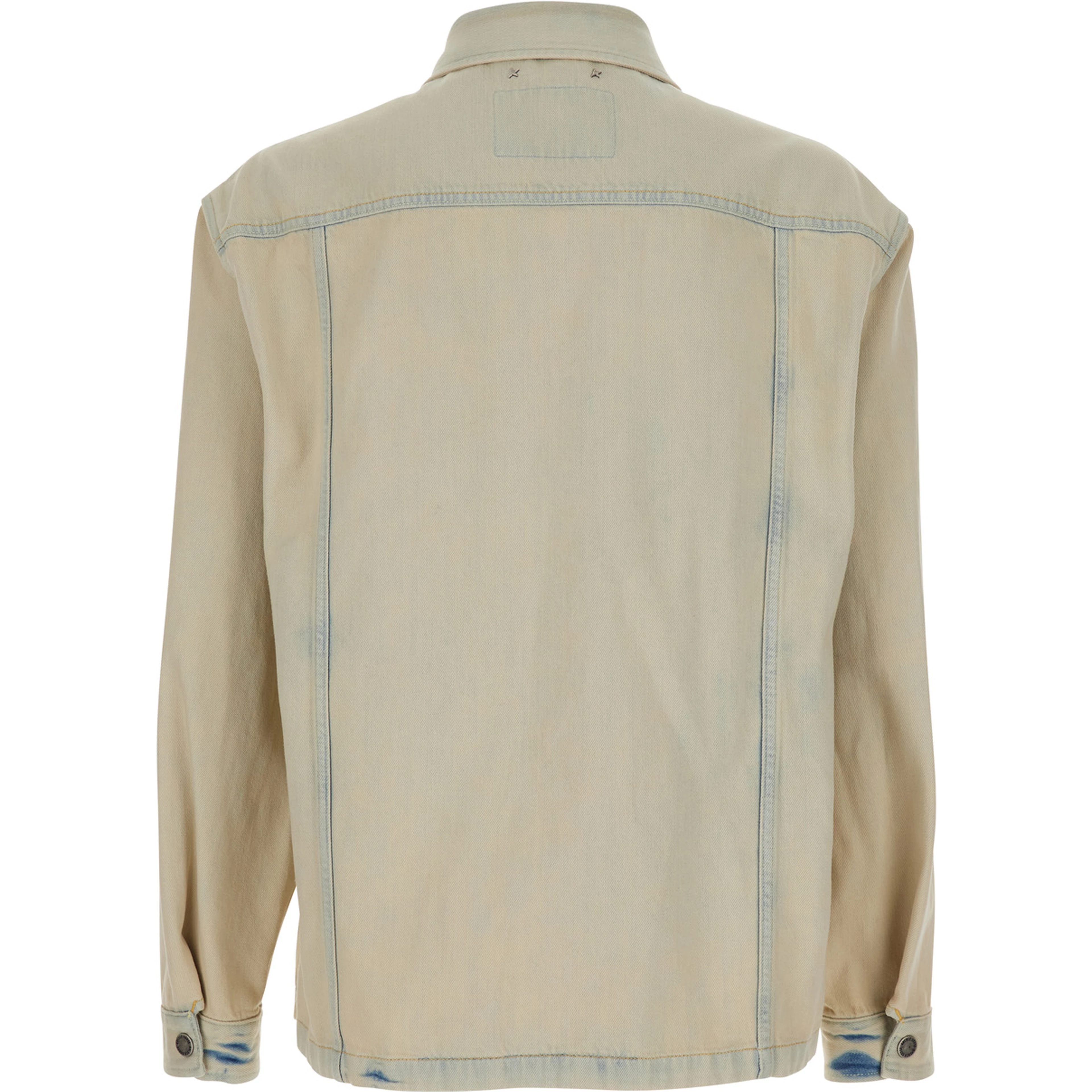 Light blue Jacket with classic collar and vintage effect in denim for men