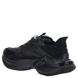 Black Sneaker F-Light Low Top with FF Motif on the Side and Chunky Sole in Mesh and Leather for Women