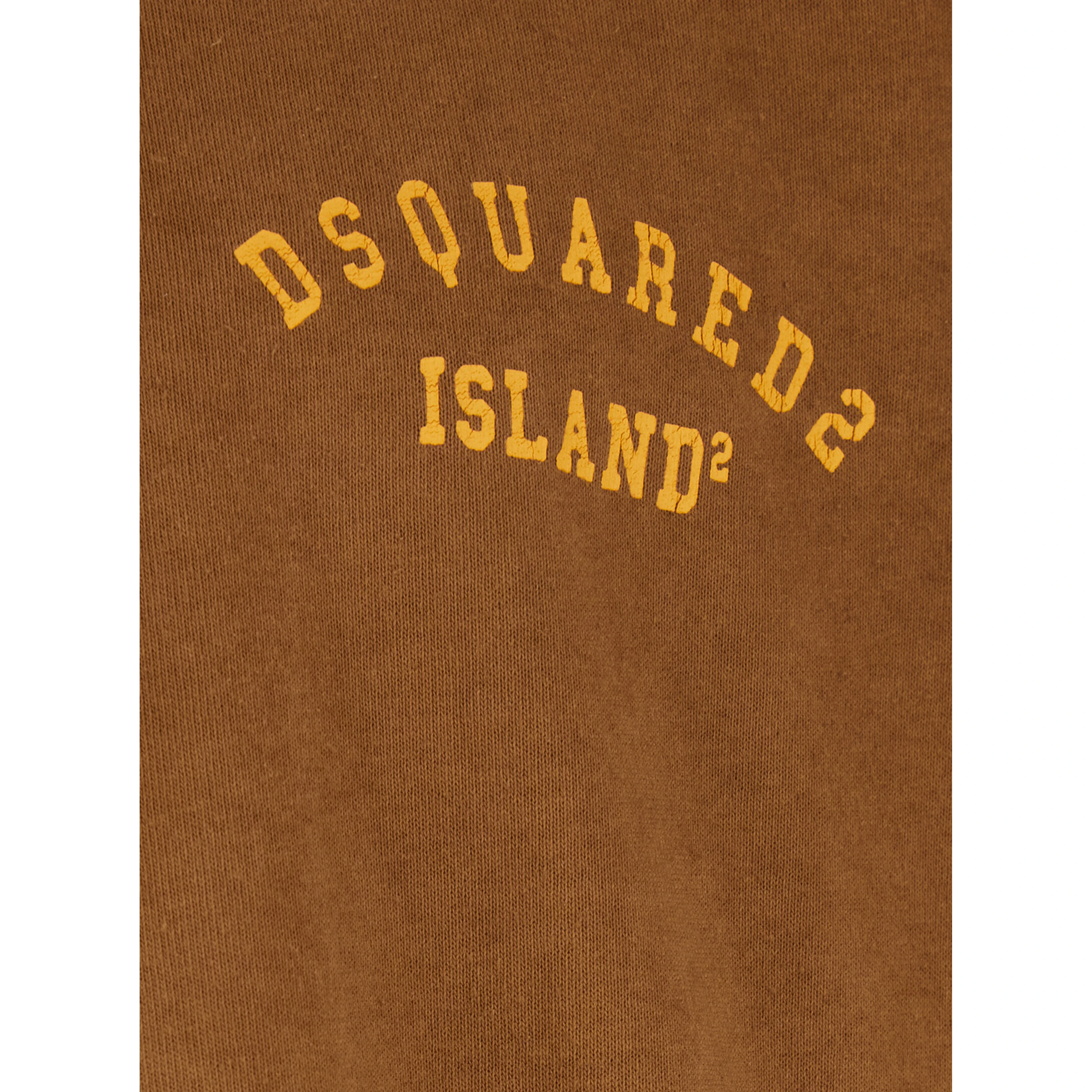 Brown Crew Neck T-shirt with Logo Print on the Front in Cotton for Men