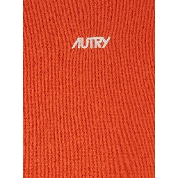 Orange Polo Collar Sweater with Logo In Cotton Blend for Men