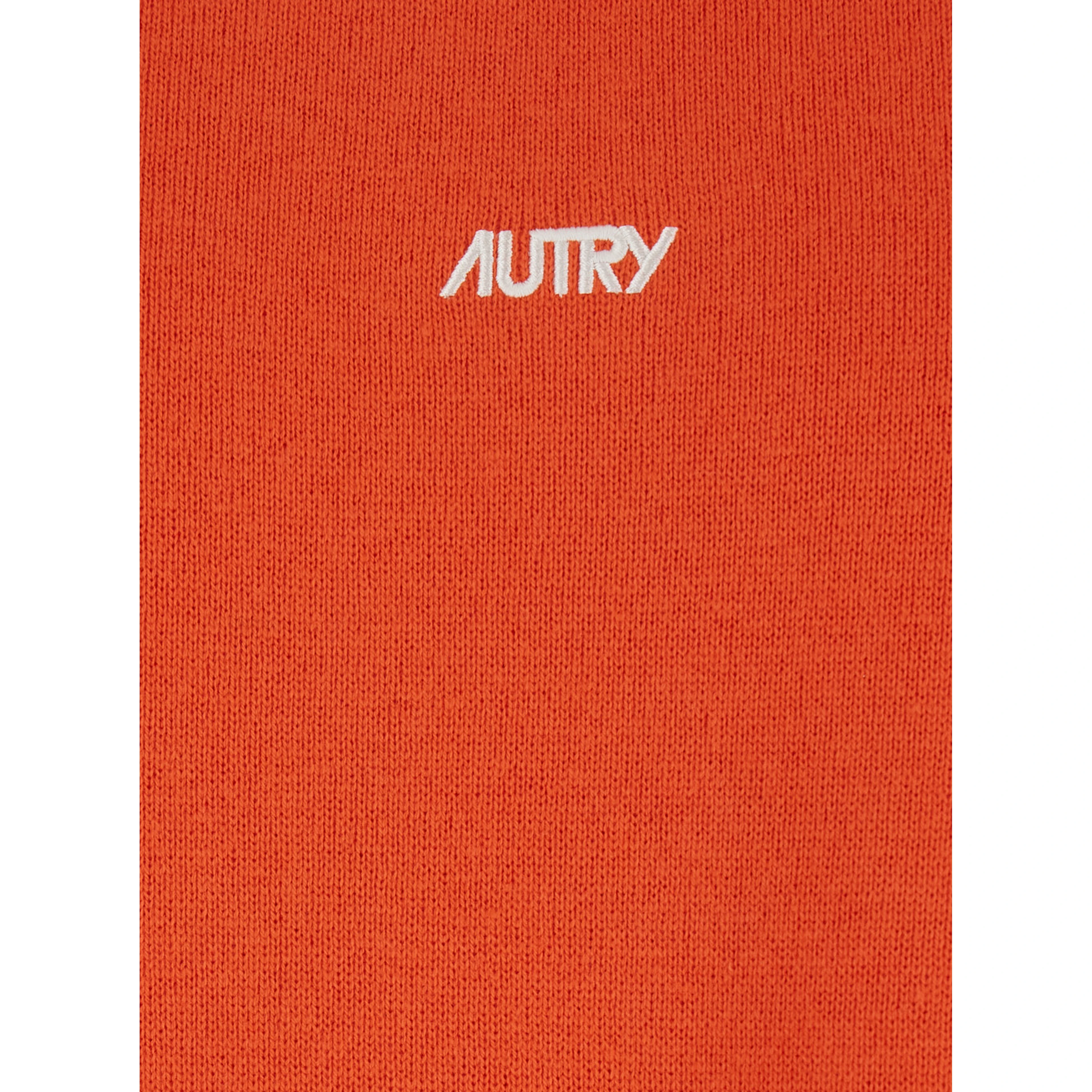 Orange Polo Collar Sweater with Logo In Cotton Blend for Men