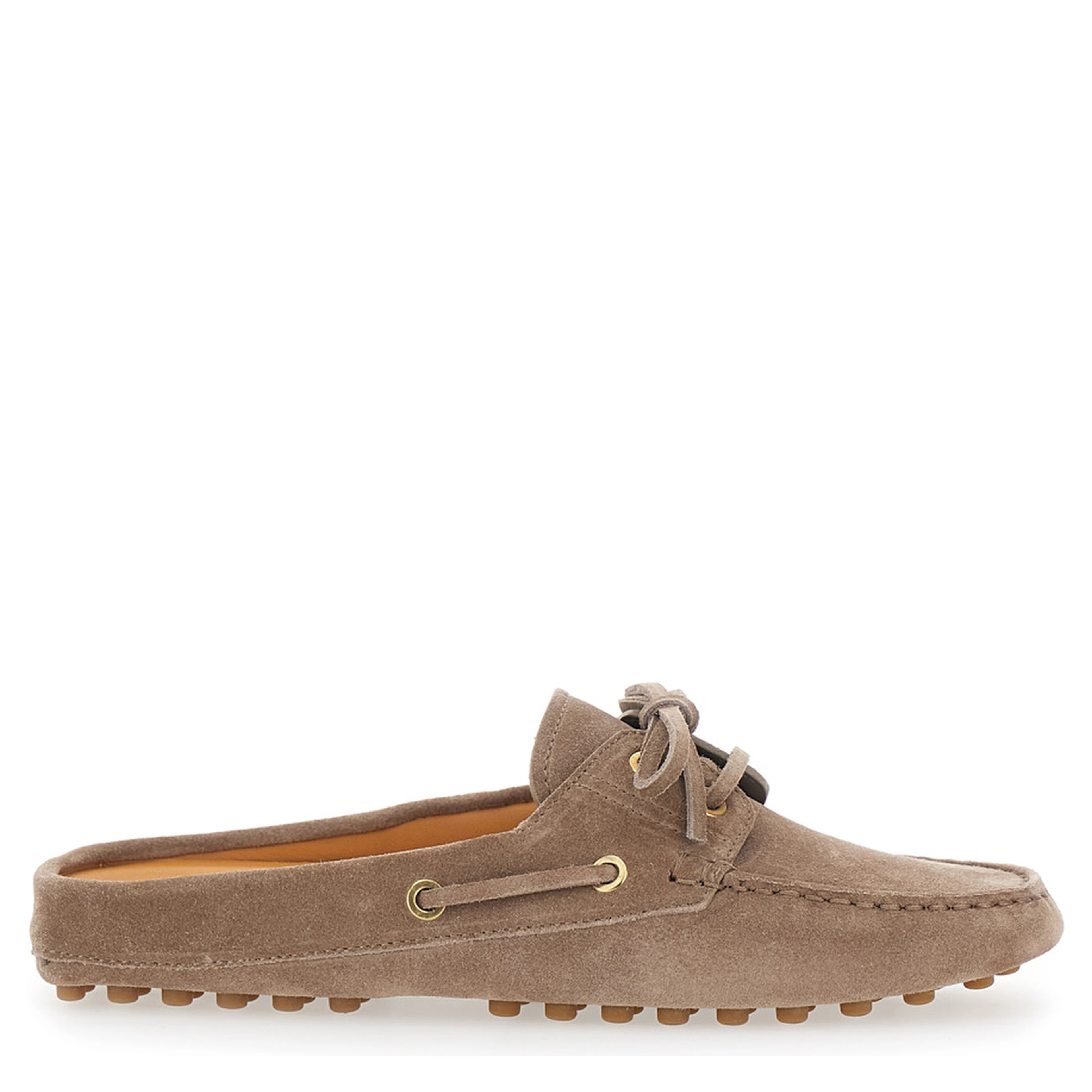 Loafers with Side Laces in Brown Suede for Men
