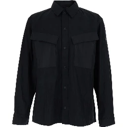 DORIS Black Jacket with Front Closure and Two Flap Pockets in Fabric for Men