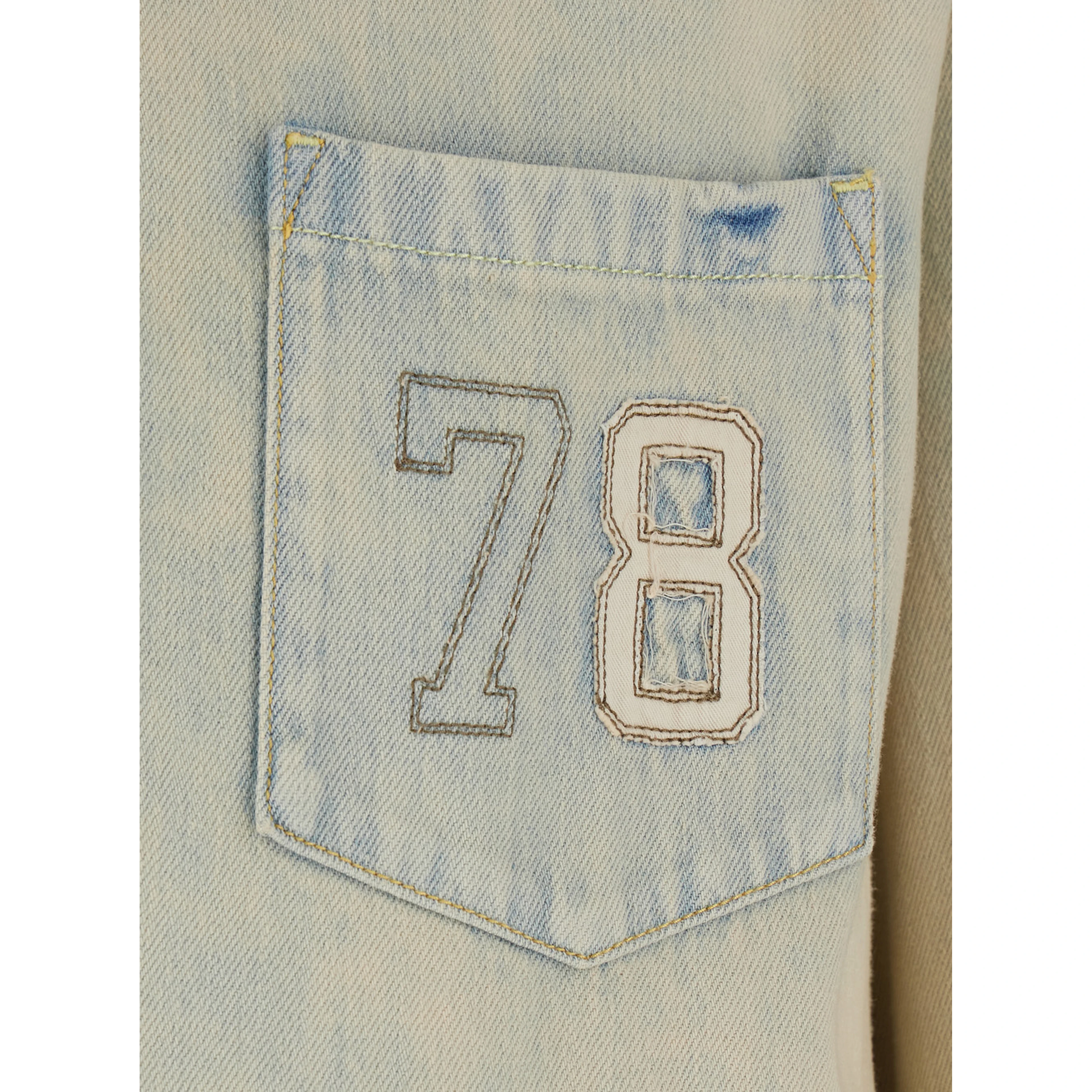 Light blue Jacket with classic collar and vintage effect in denim for men