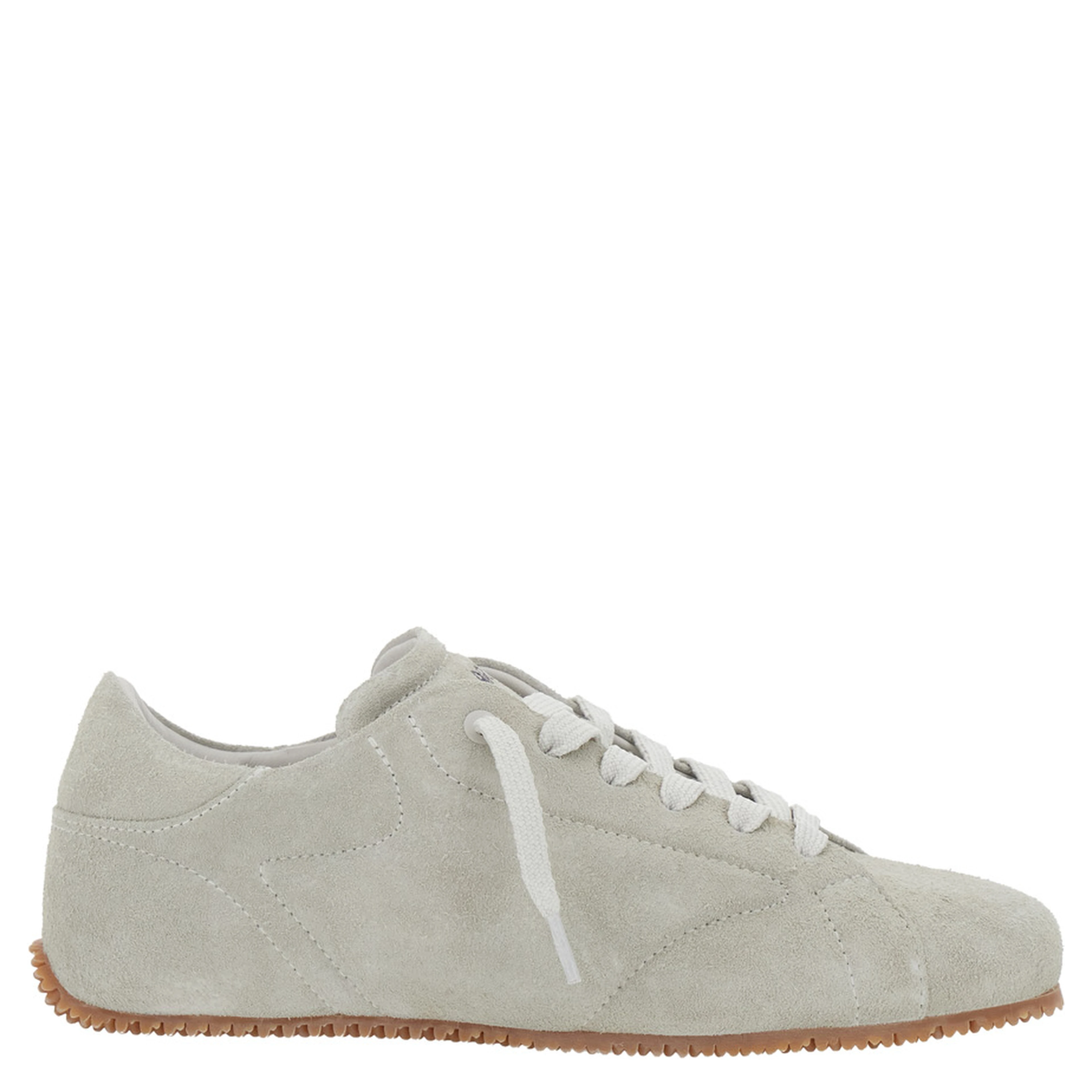 Tact Grey Low Top Sneakers with Logo Lettering on the Tongue in Suede Man