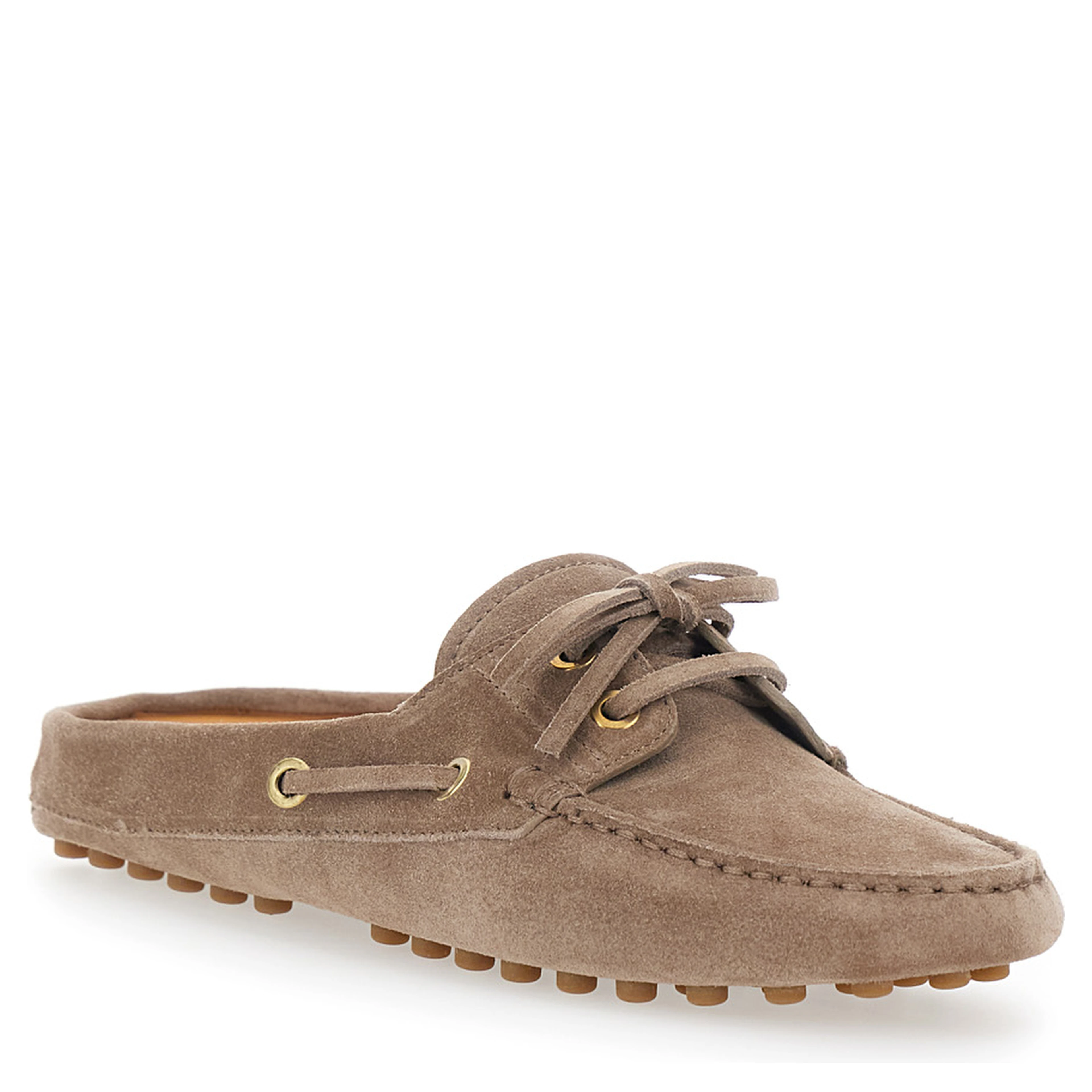 Loafers with Side Laces in Brown Suede for Men