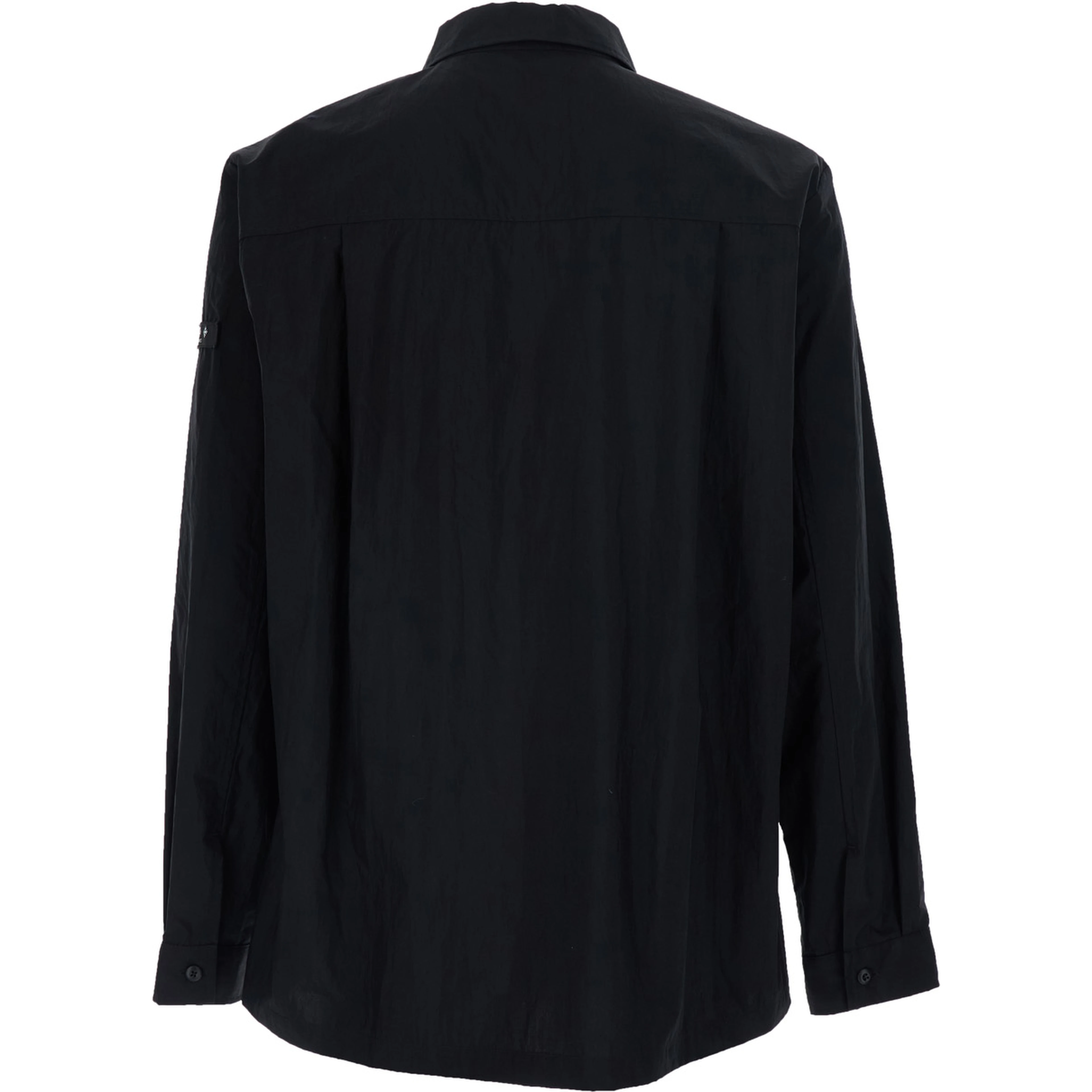 DORIS Black Jacket with Front Closure and Two Flap Pockets in Fabric for Men