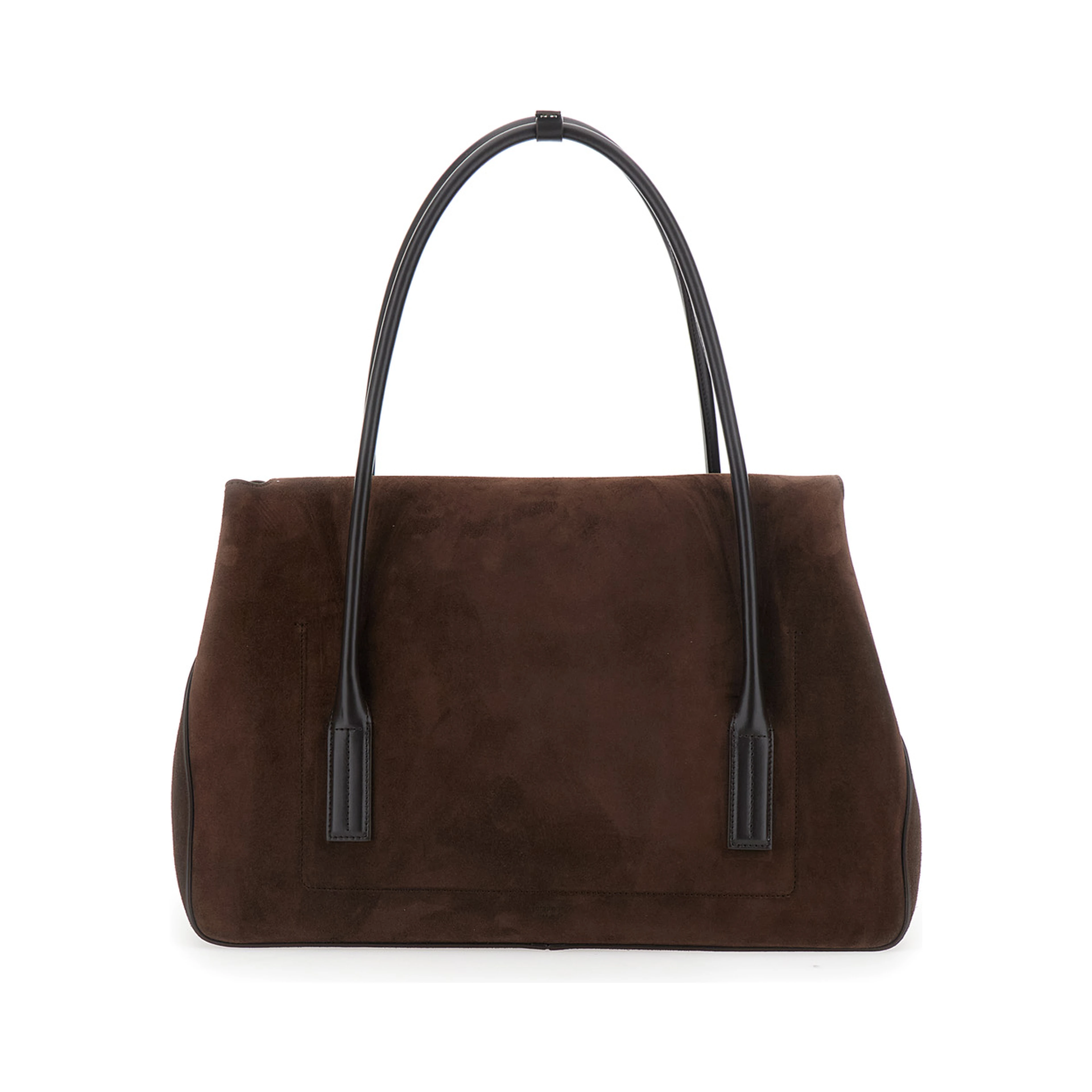 Brown Large Shoulder Bag with Padlock Details on the Front in Suede Woman