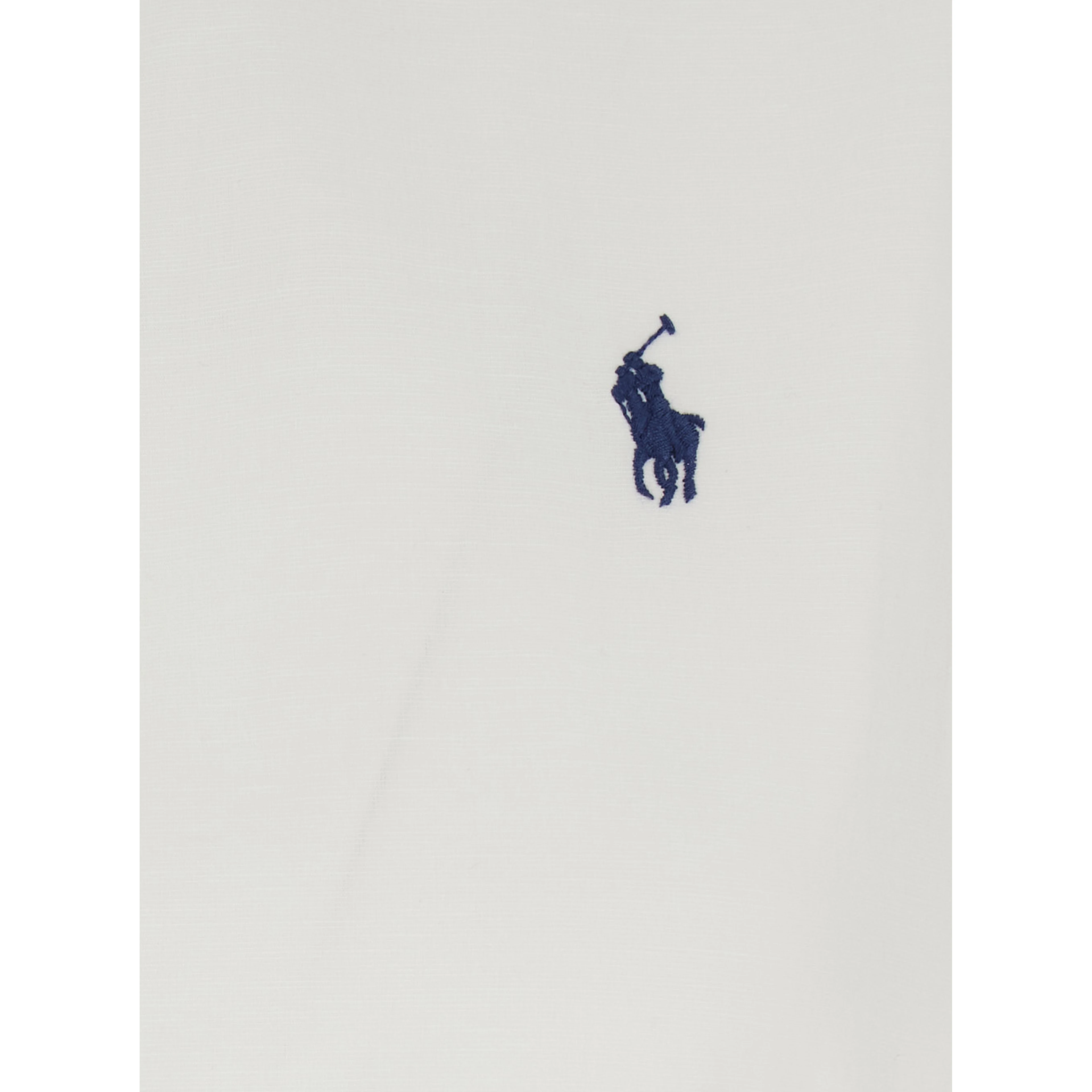 White Dress with Classic Collar and Pony Embroidery on Front in Cotton for Women