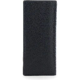 Vertical Wallet TODS with Logo Plate on the Front in Black Hammered Leather for Men