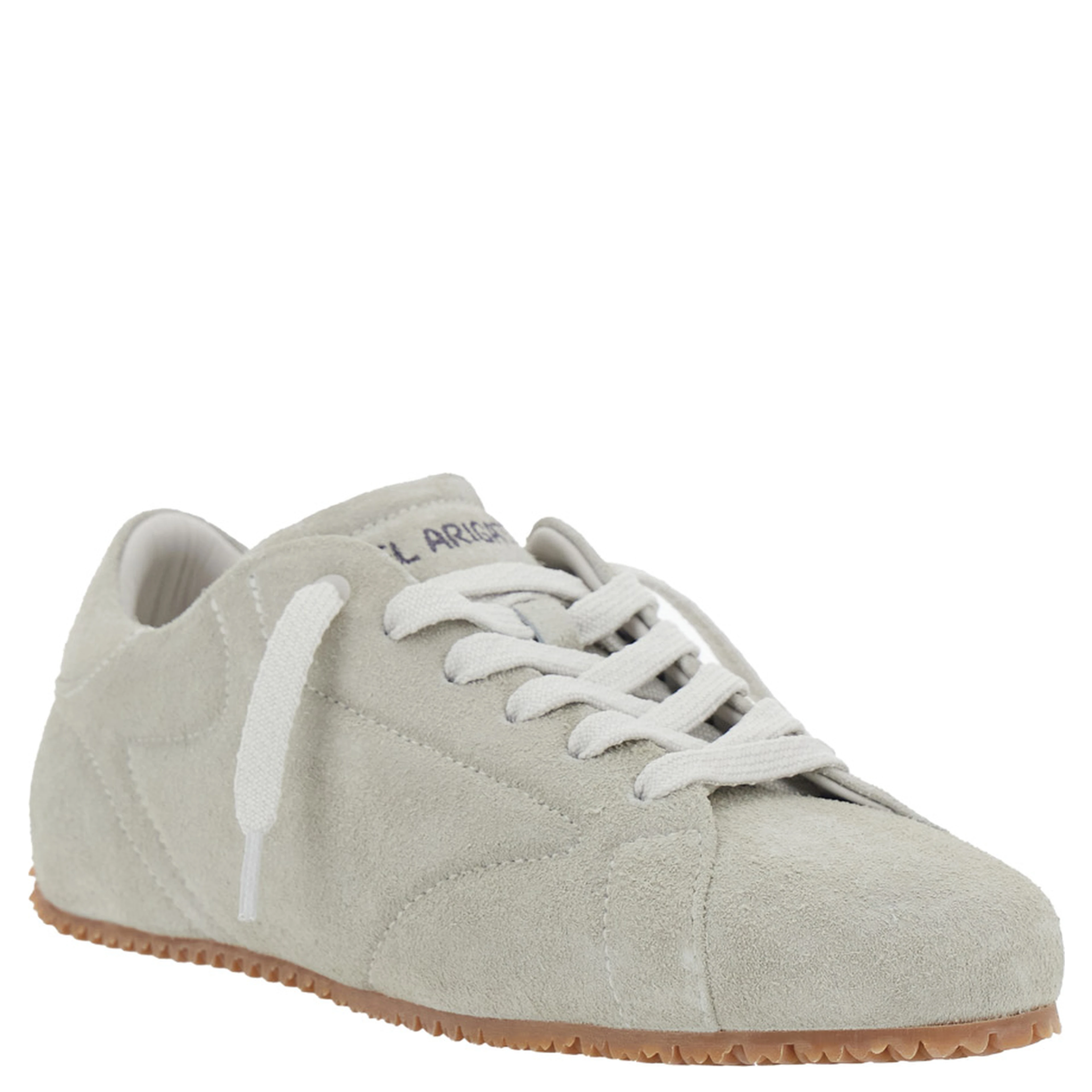 Tact Grey Low Top Sneakers with Logo Lettering on the Tongue in Suede Man