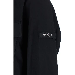 DORIS Black Jacket with Front Closure and Two Flap Pockets in Fabric for Men