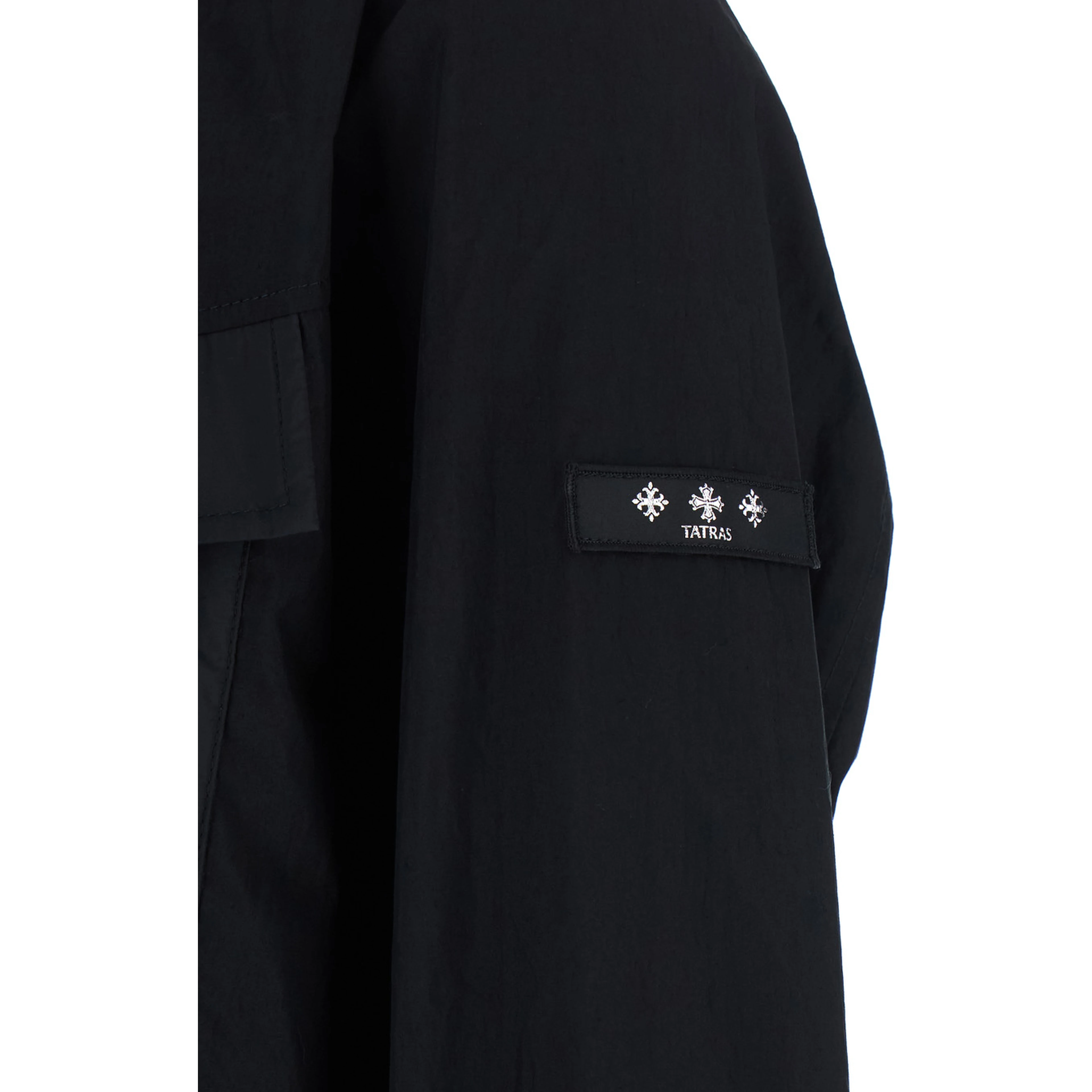 DORIS Black Jacket with Front Closure and Two Flap Pockets in Fabric for Men