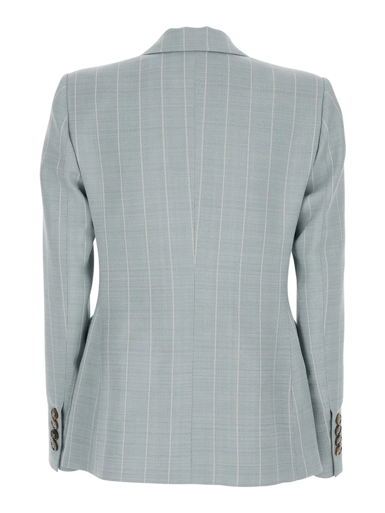 After You Light blue Double-breasted Jacket with Peak revers and Striped Motif in viscose blend for women alternative